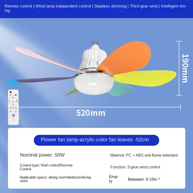 Remote Control LED Ceiling Fan Light - Silent, Adjustable Speed and Brightness, E27 Base Oscillating Fan Bulb