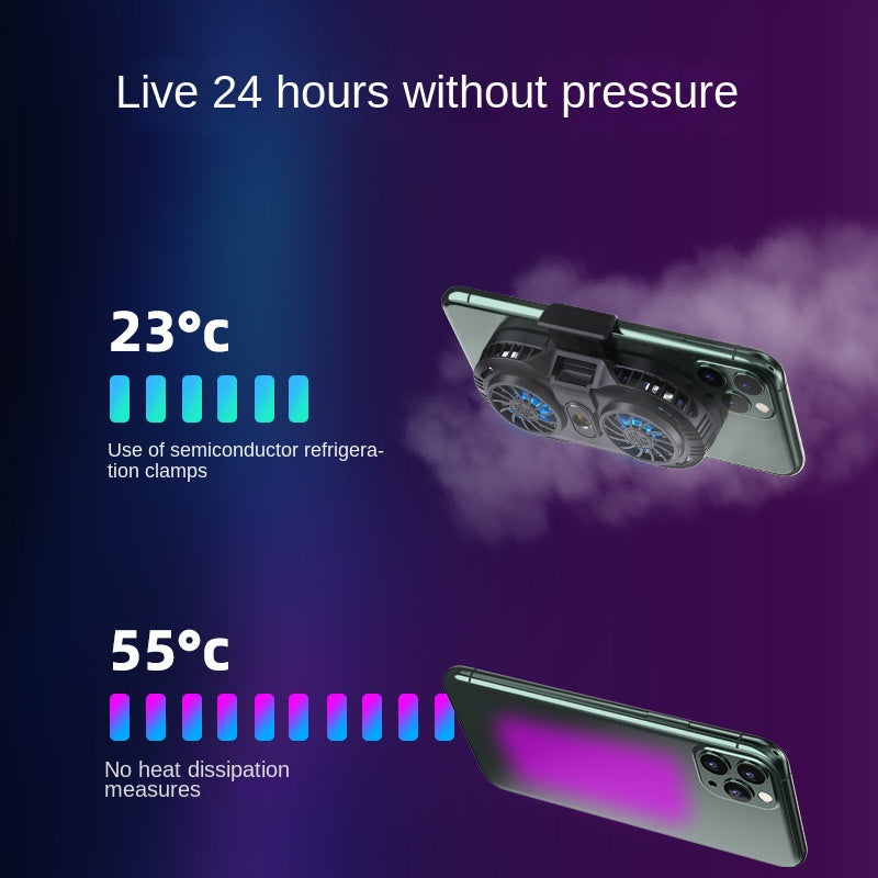 Compact Smartphone Cooler – Semiconductor Cooling Device with Dual Fans, Silent Water Cooling for Rapid Temperature Reduction, Ideal for Gaming and Streaming