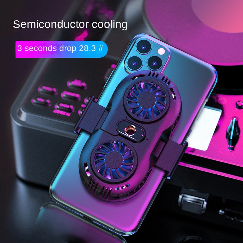 Compact Smartphone Cooler – Semiconductor Cooling Device with Dual Fans, Silent Water Cooling for Rapid Temperature Reduction, Ideal for Gaming and Streaming