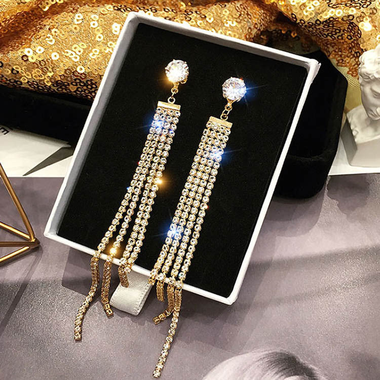 Fashionable tassel earrings for women, long earrings, internet celebrity earrings, face-slimming earrings