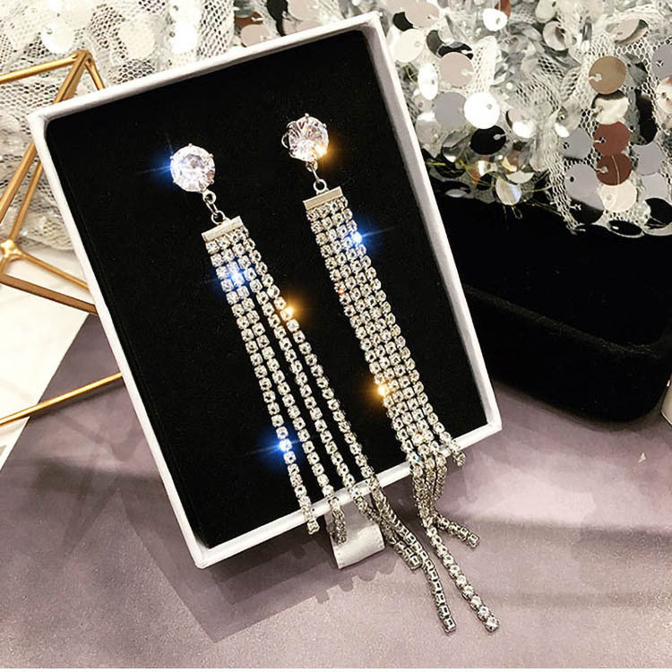 Fashionable tassel earrings for women, long earrings, internet celebrity earrings, face-slimming earrings