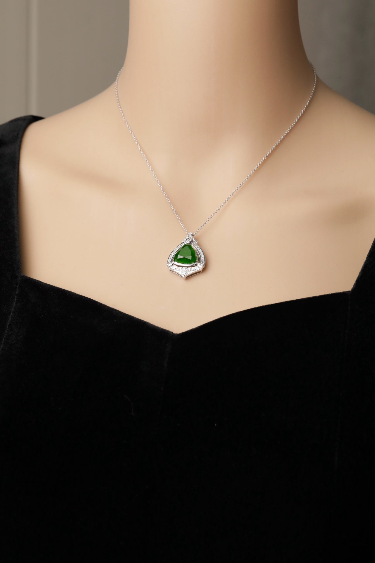 Luminous Necklace  S925 Silver Inlaid with Jade