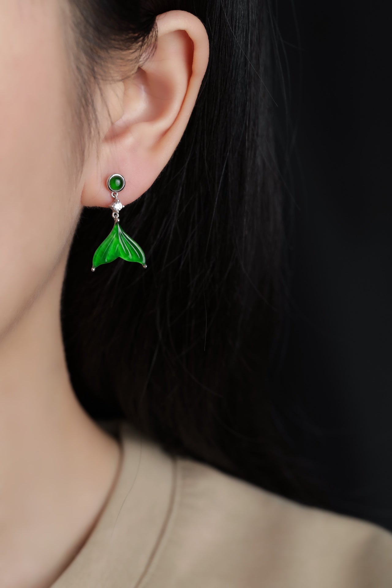 Brocade Earrings  S925 Silver  Jade