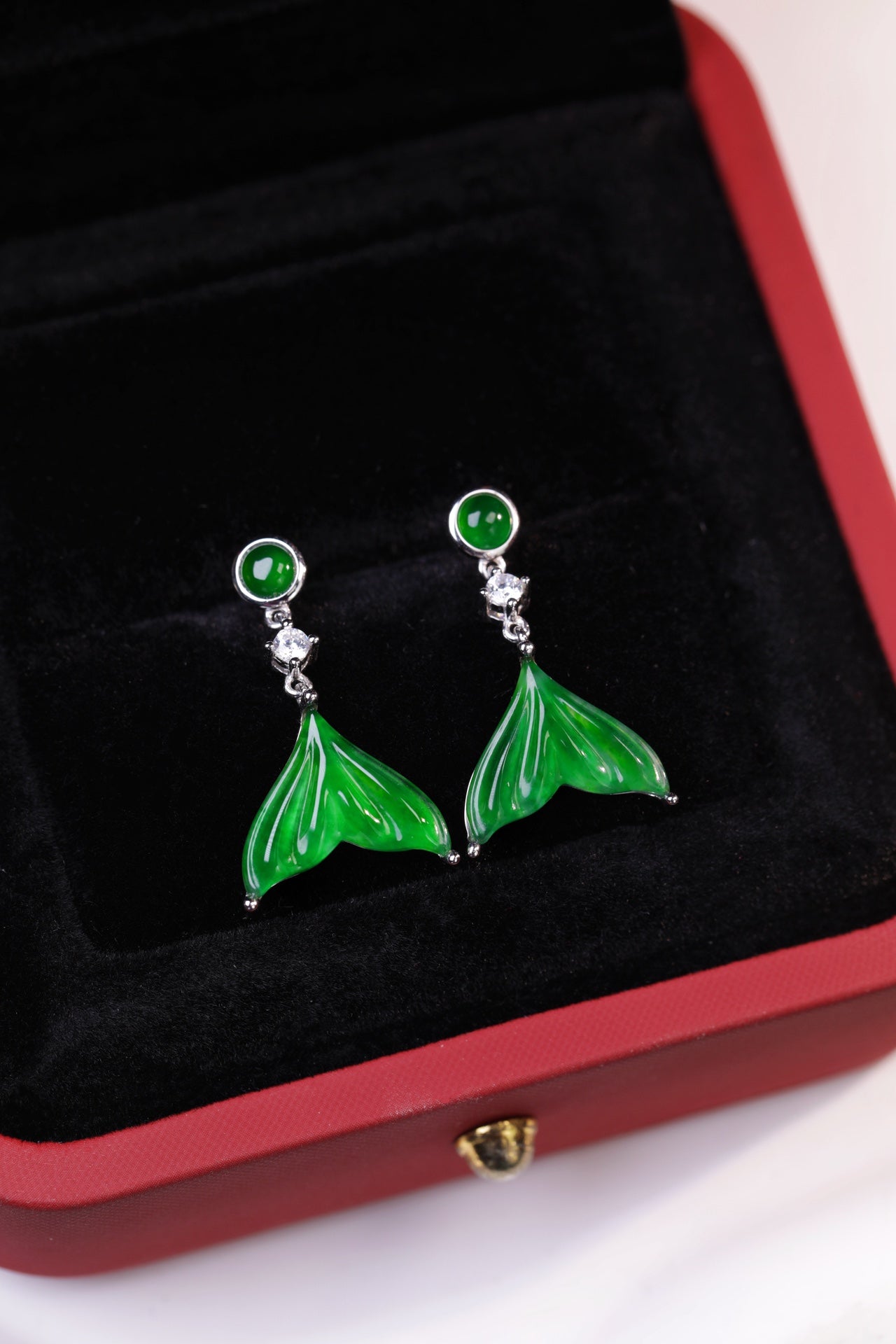 Brocade Earrings  S925 Silver  Jade