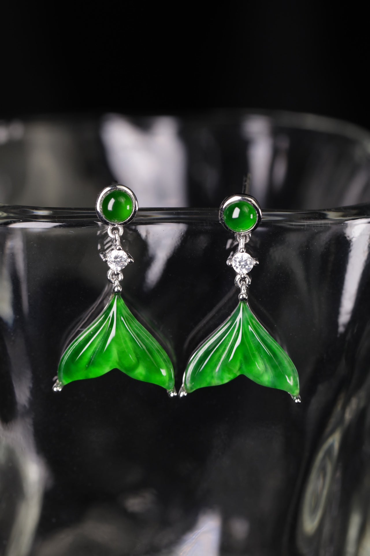 Brocade Earrings  S925 Silver  Jade