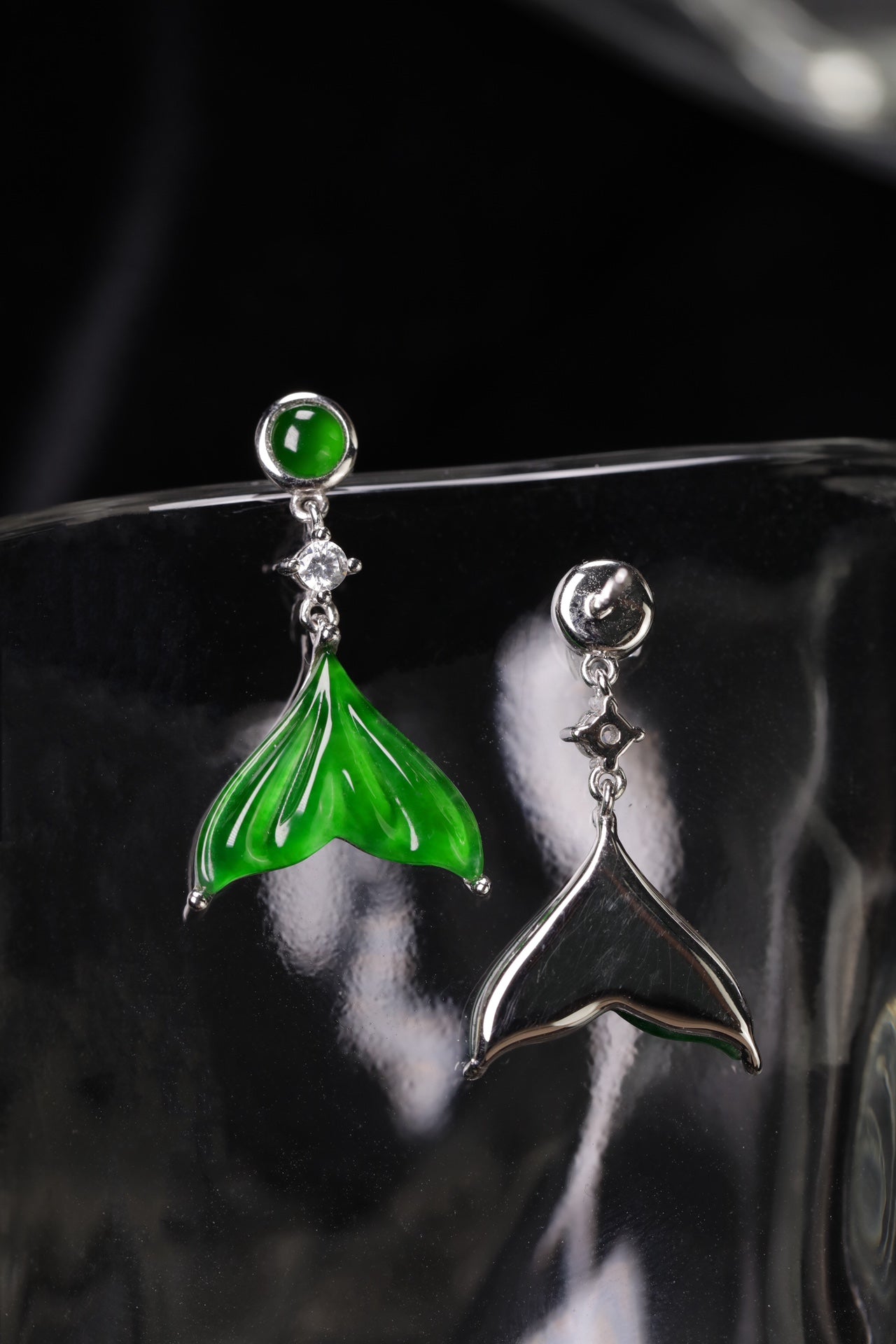 Brocade Earrings  S925 Silver  Jade