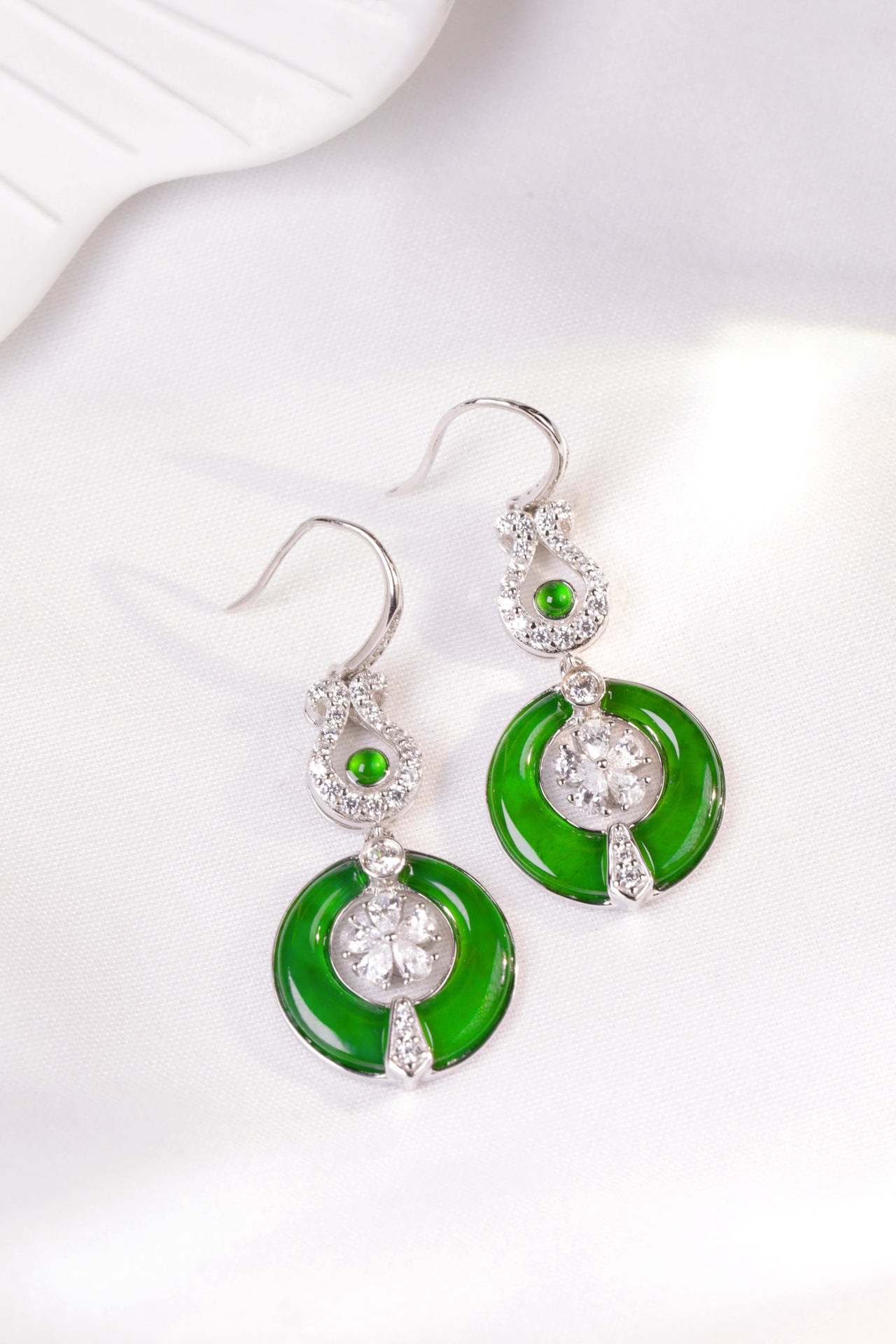 Fortune and Happiness Earrings  S925 Silver  Jade