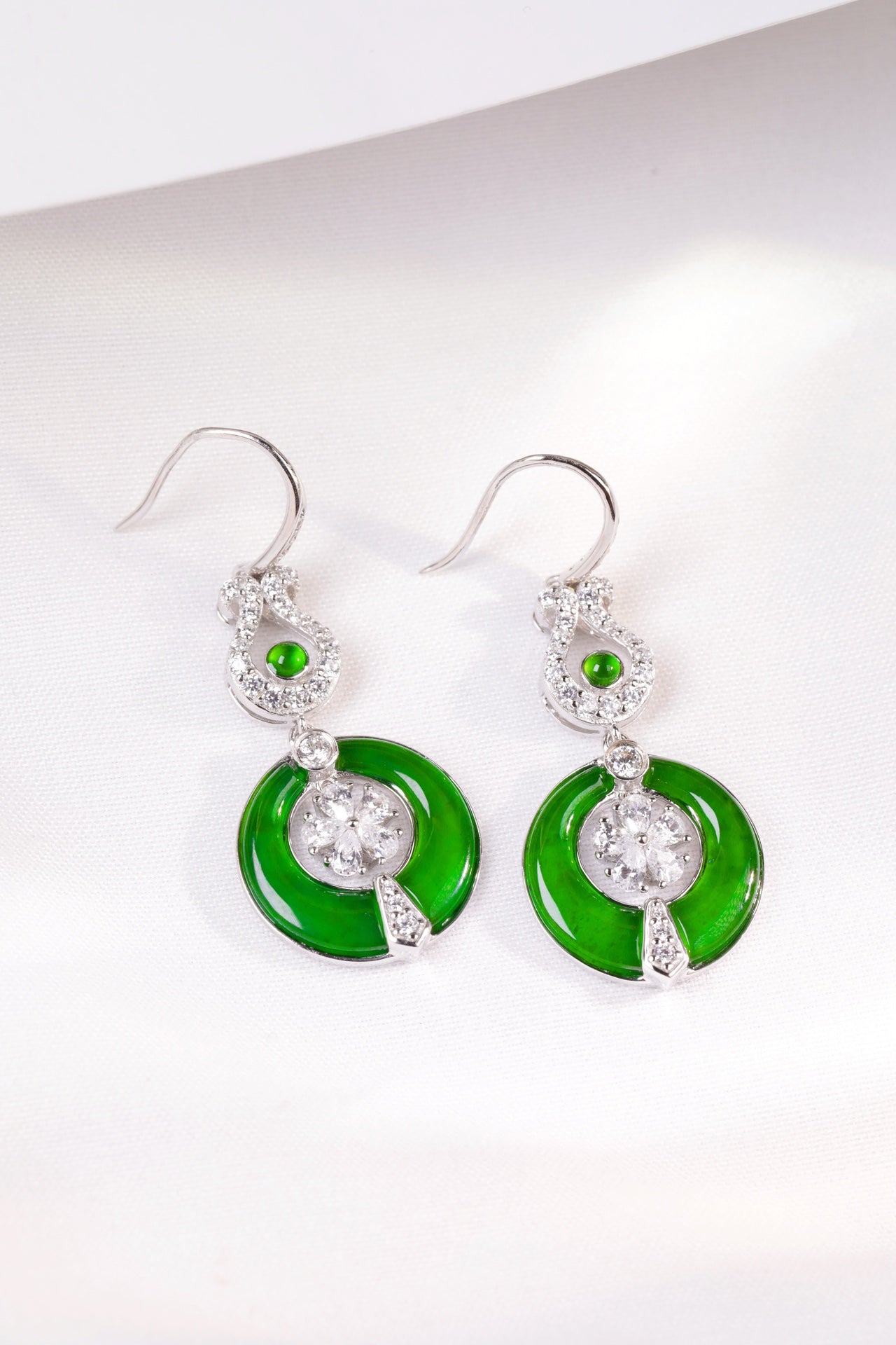 Fortune and Happiness Earrings  S925 Silver  Jade