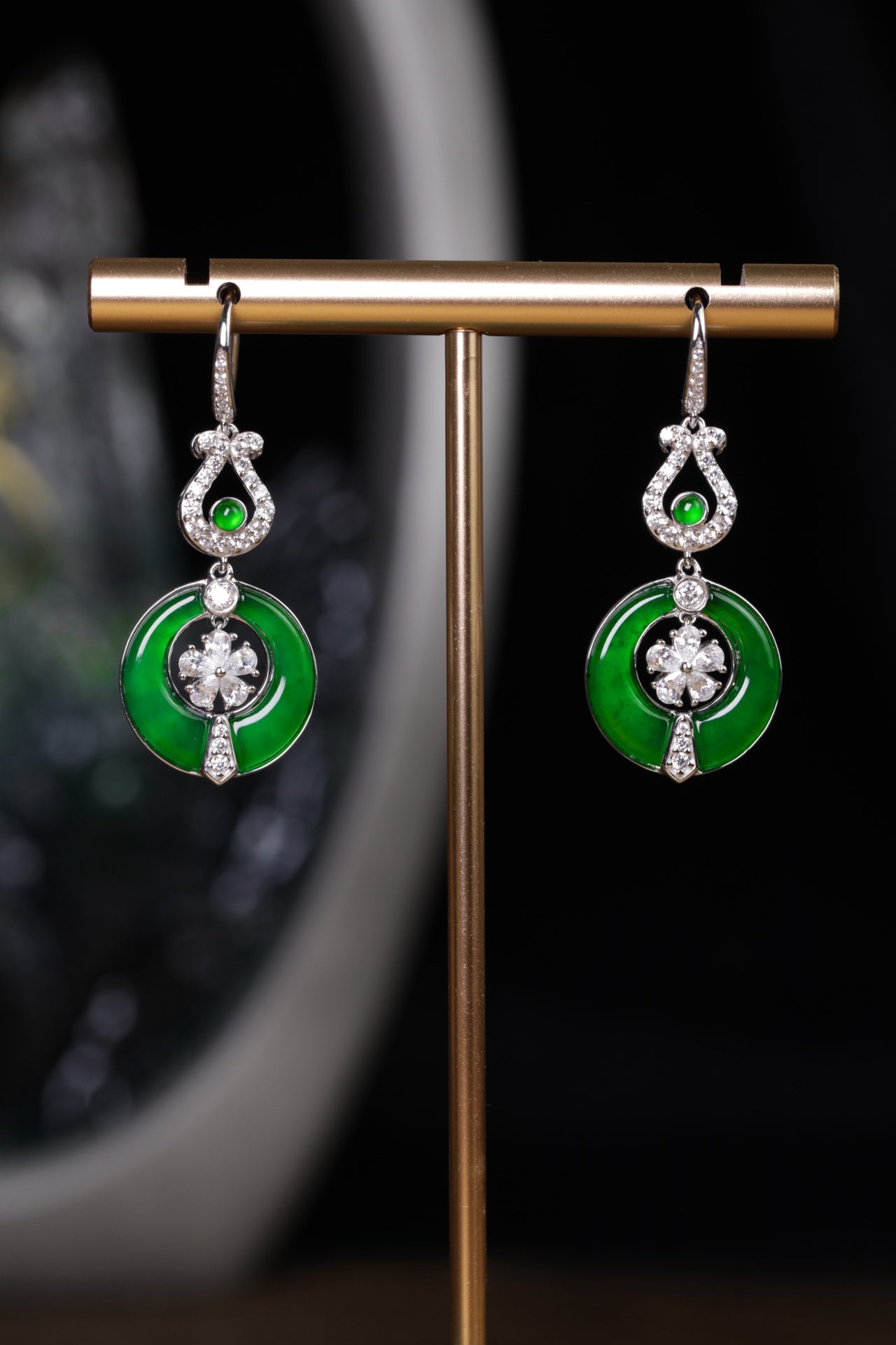 Fortune and Happiness Earrings  S925 Silver  Jade