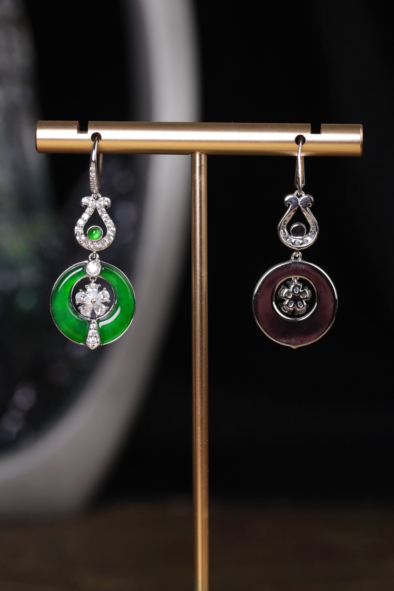 Fortune and Happiness Earrings  S925 Silver  Jade