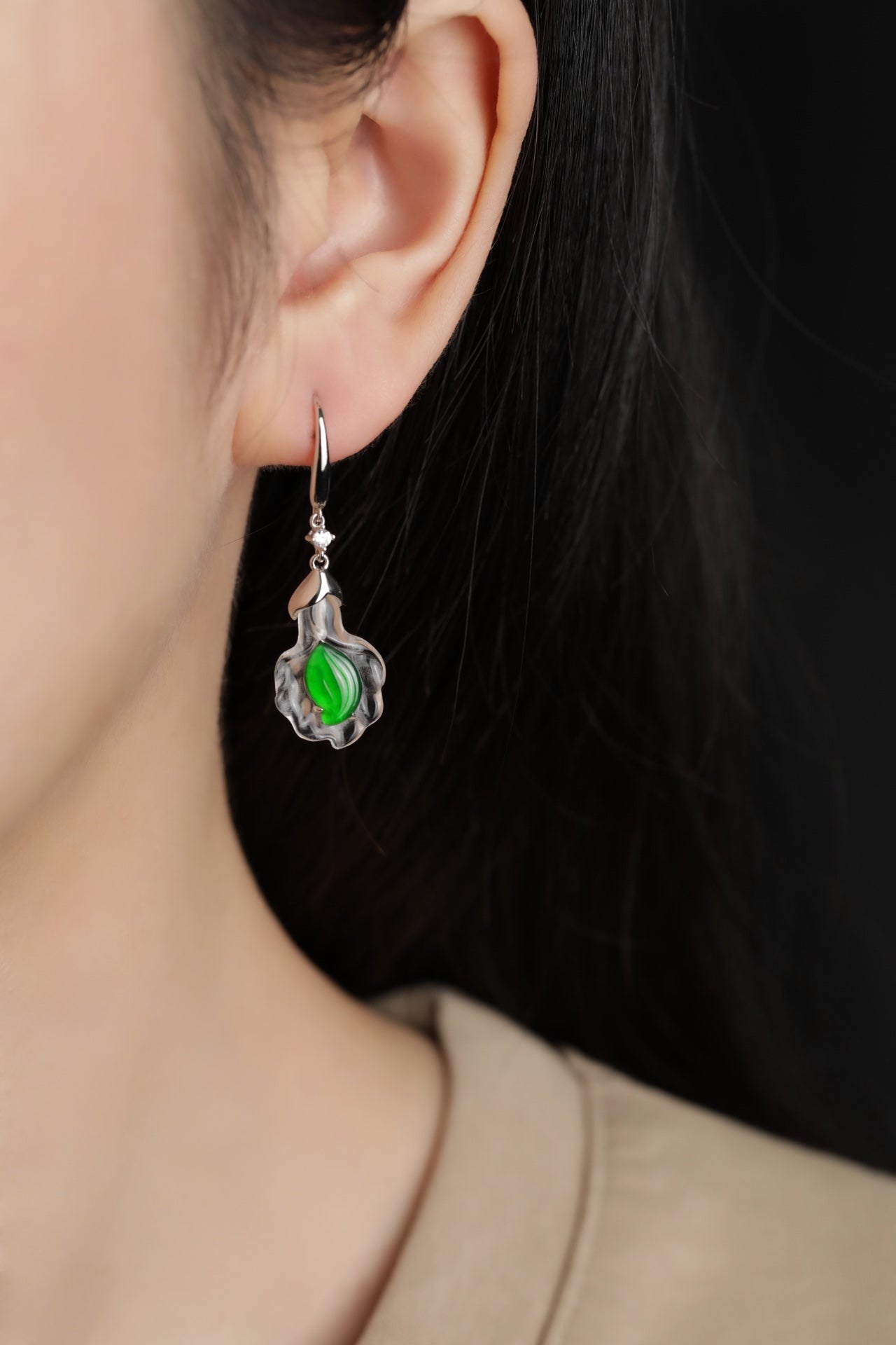 Love Earrings S925 Silver Jade