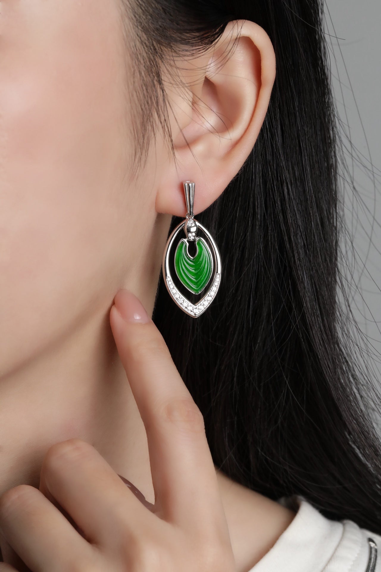 Lucky Phoenix Feather Earrings S925 Silver Jade