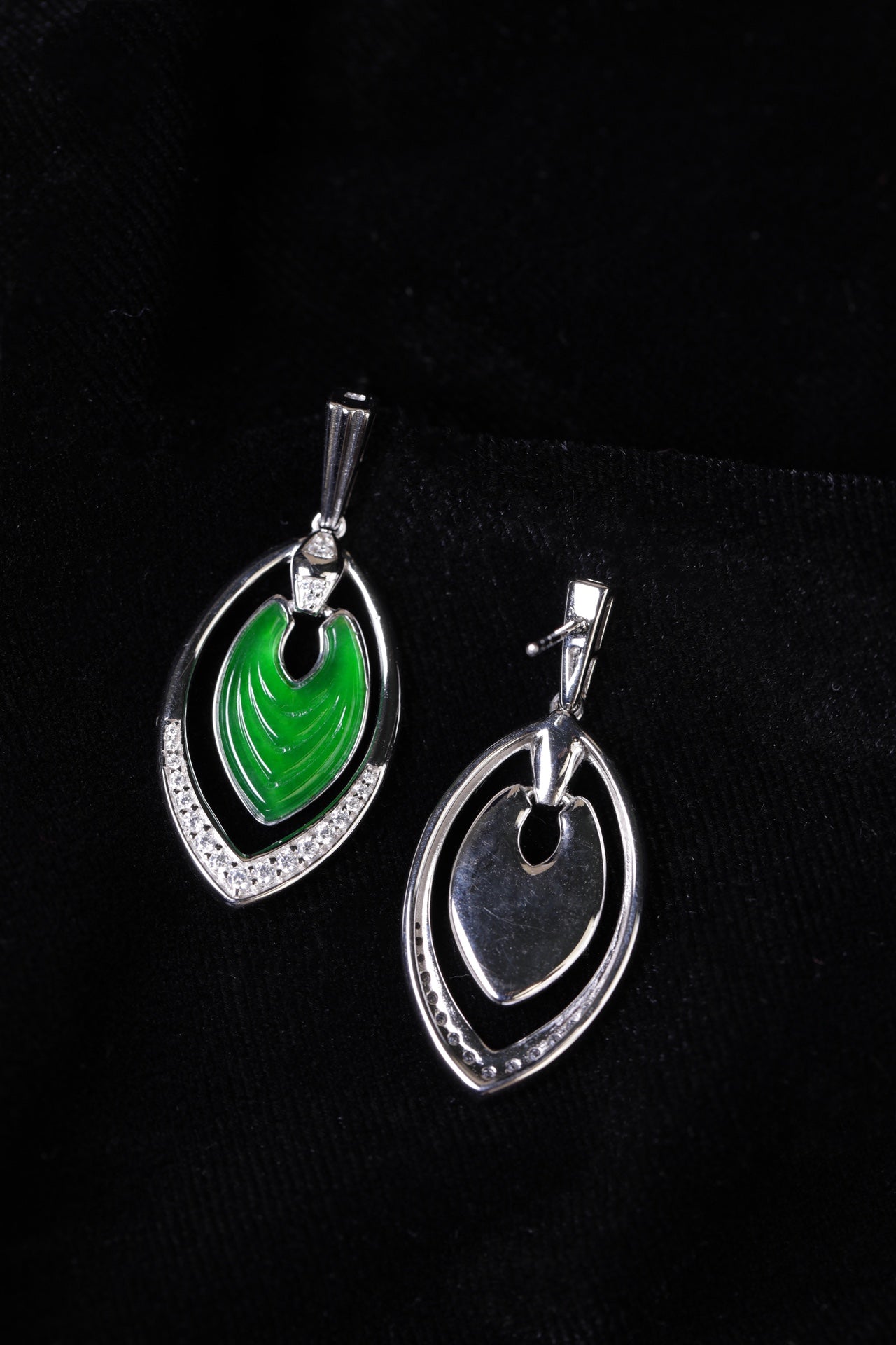 Lucky Phoenix Feather Earrings S925 Silver Jade