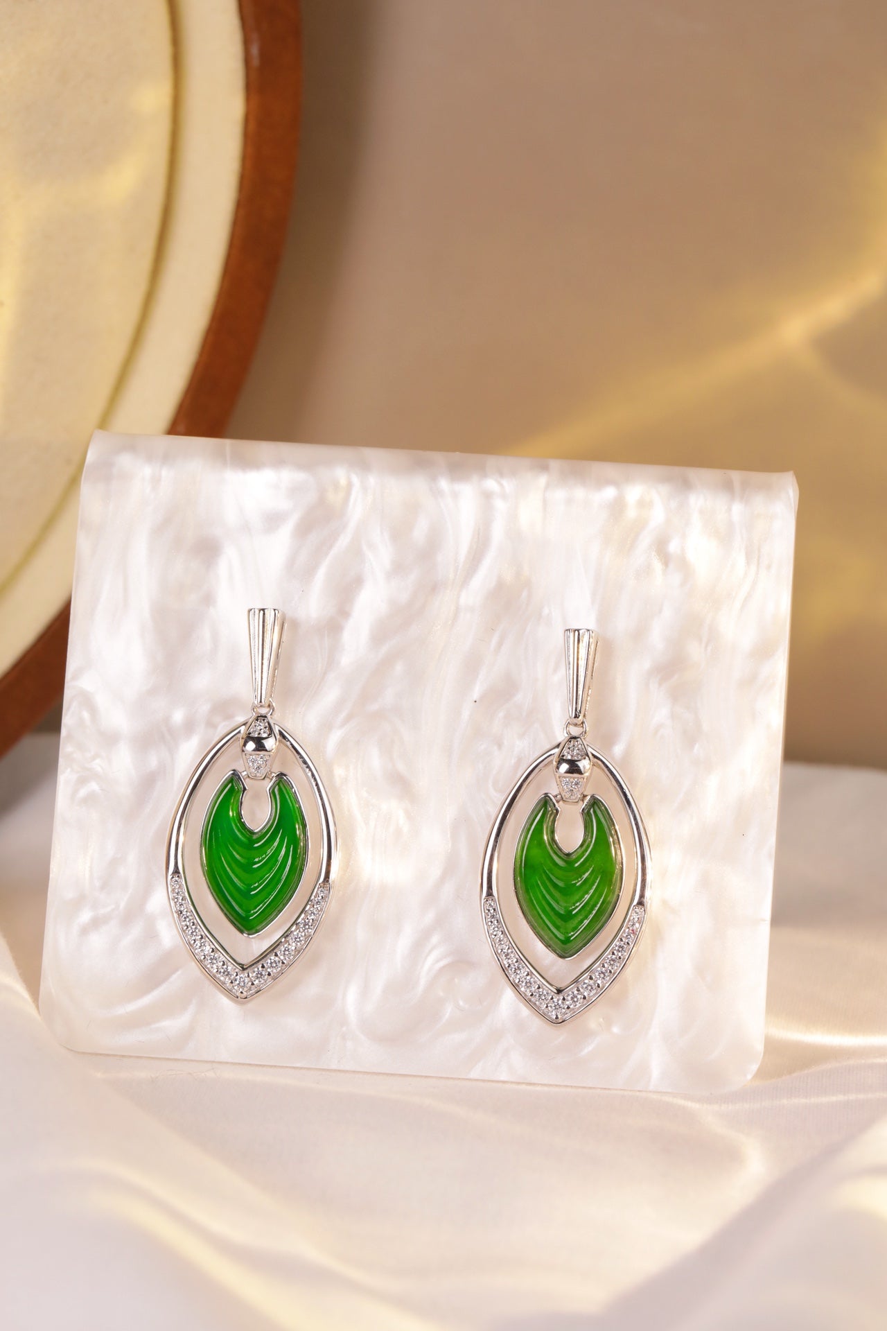 Lucky Phoenix Feather Earrings S925 Silver Jade