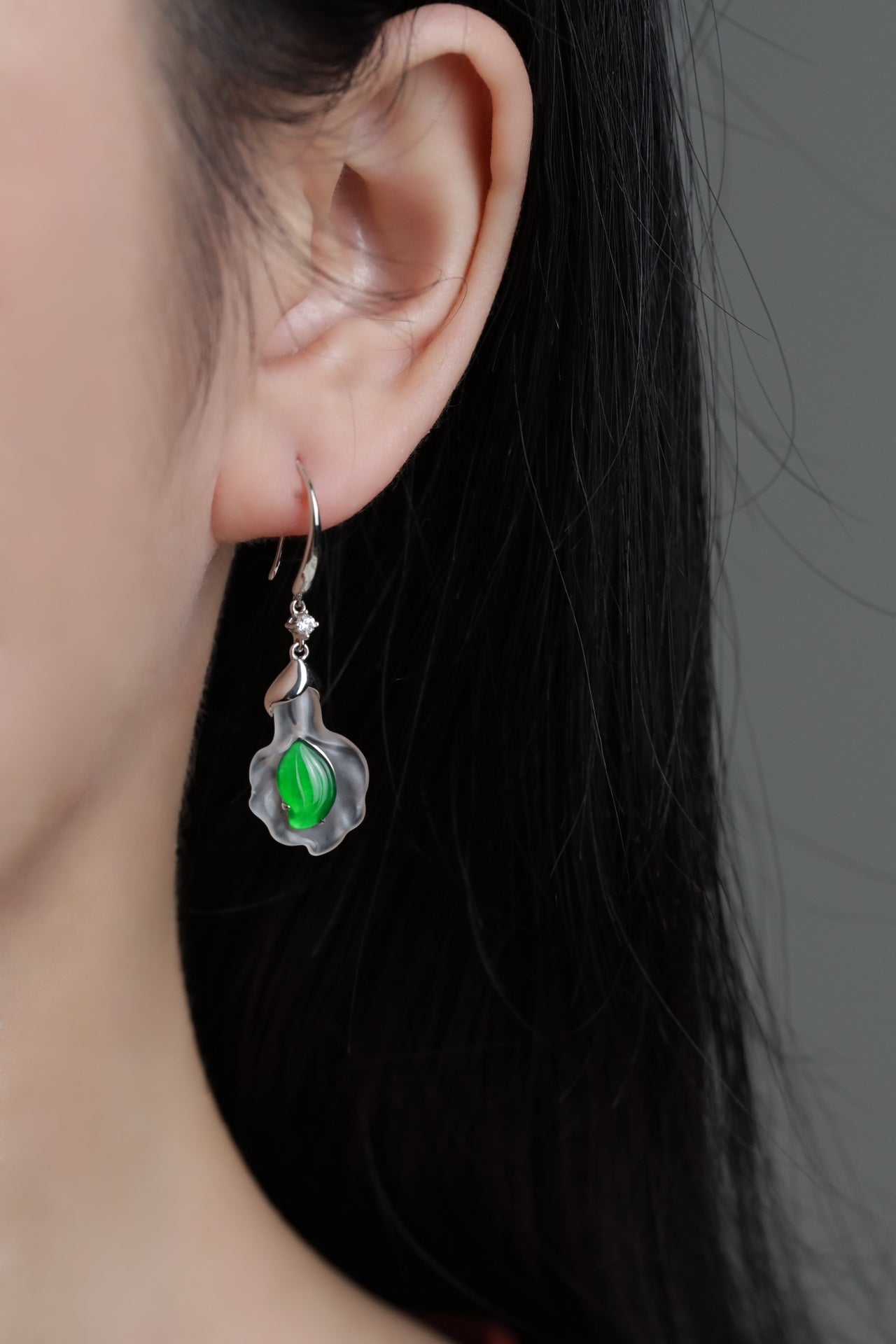 Love Earrings S925 Silver Jade