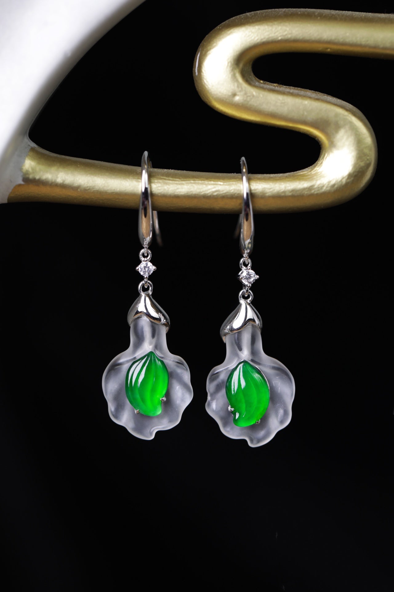 Love Earrings S925 Silver Jade