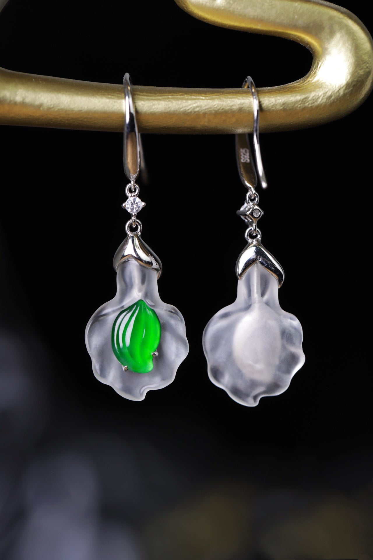 Love Earrings S925 Silver Jade