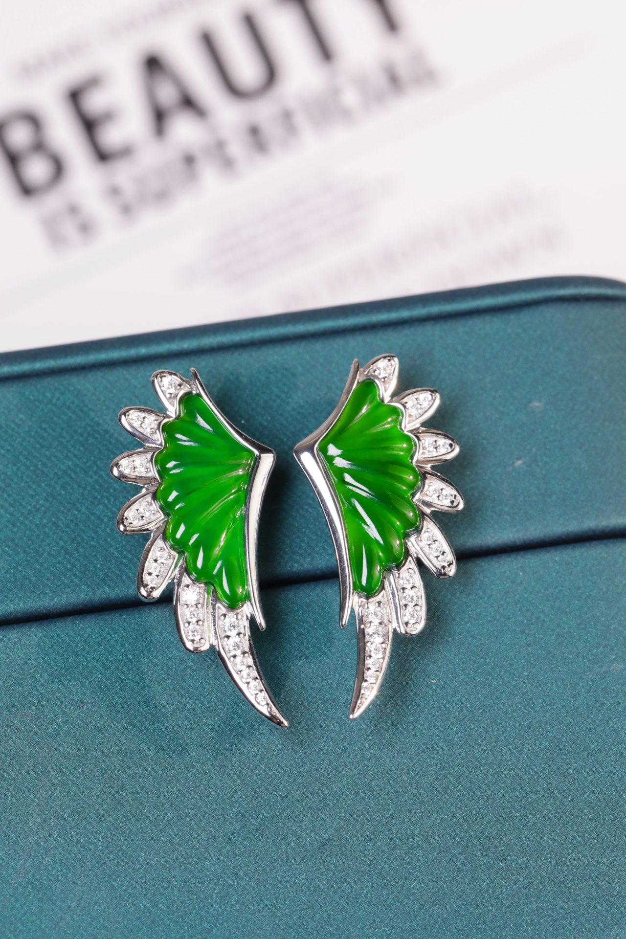 Victoria Wings Earrings S925 Silver Jade