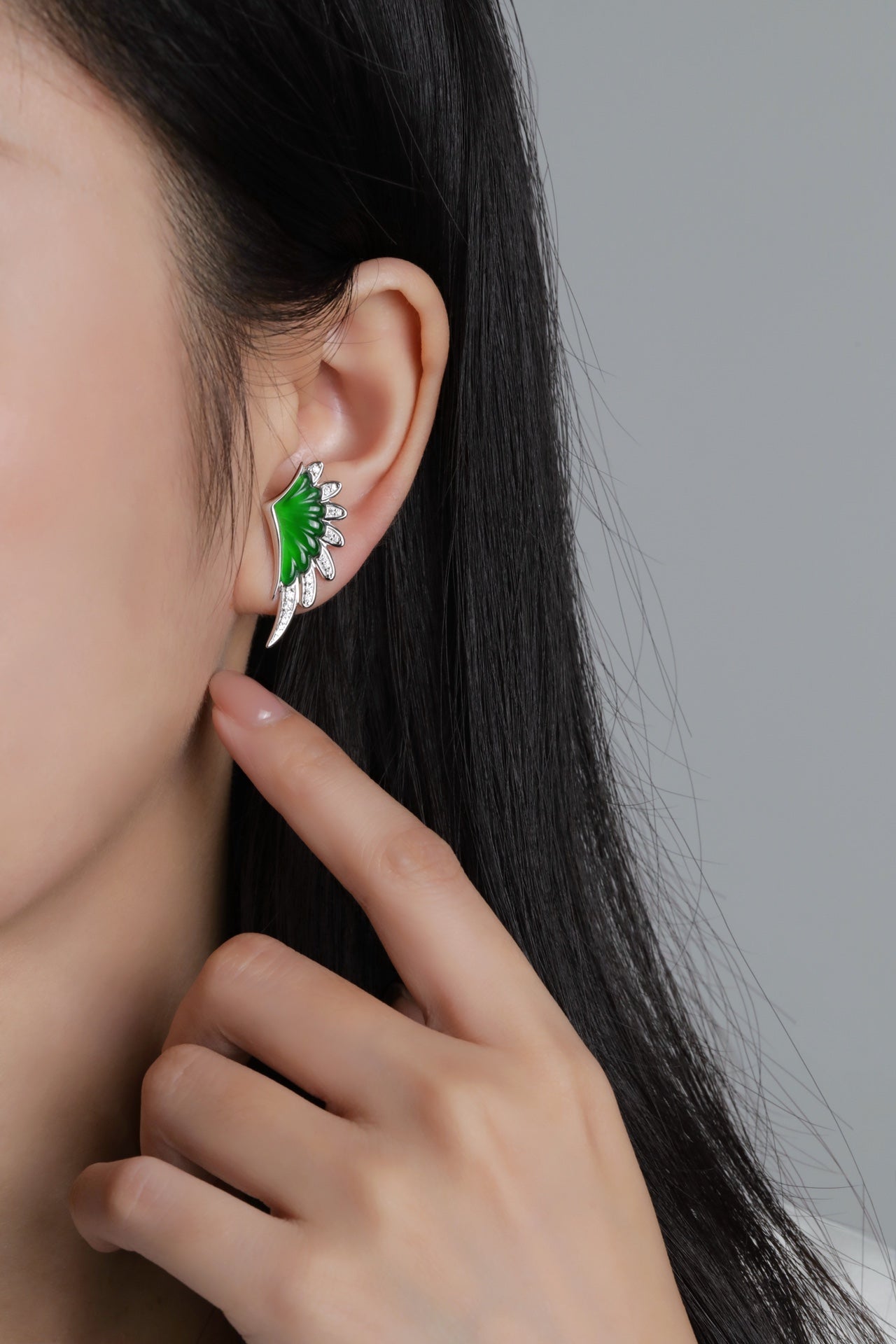 Victoria Wings Earrings S925 Silver Jade