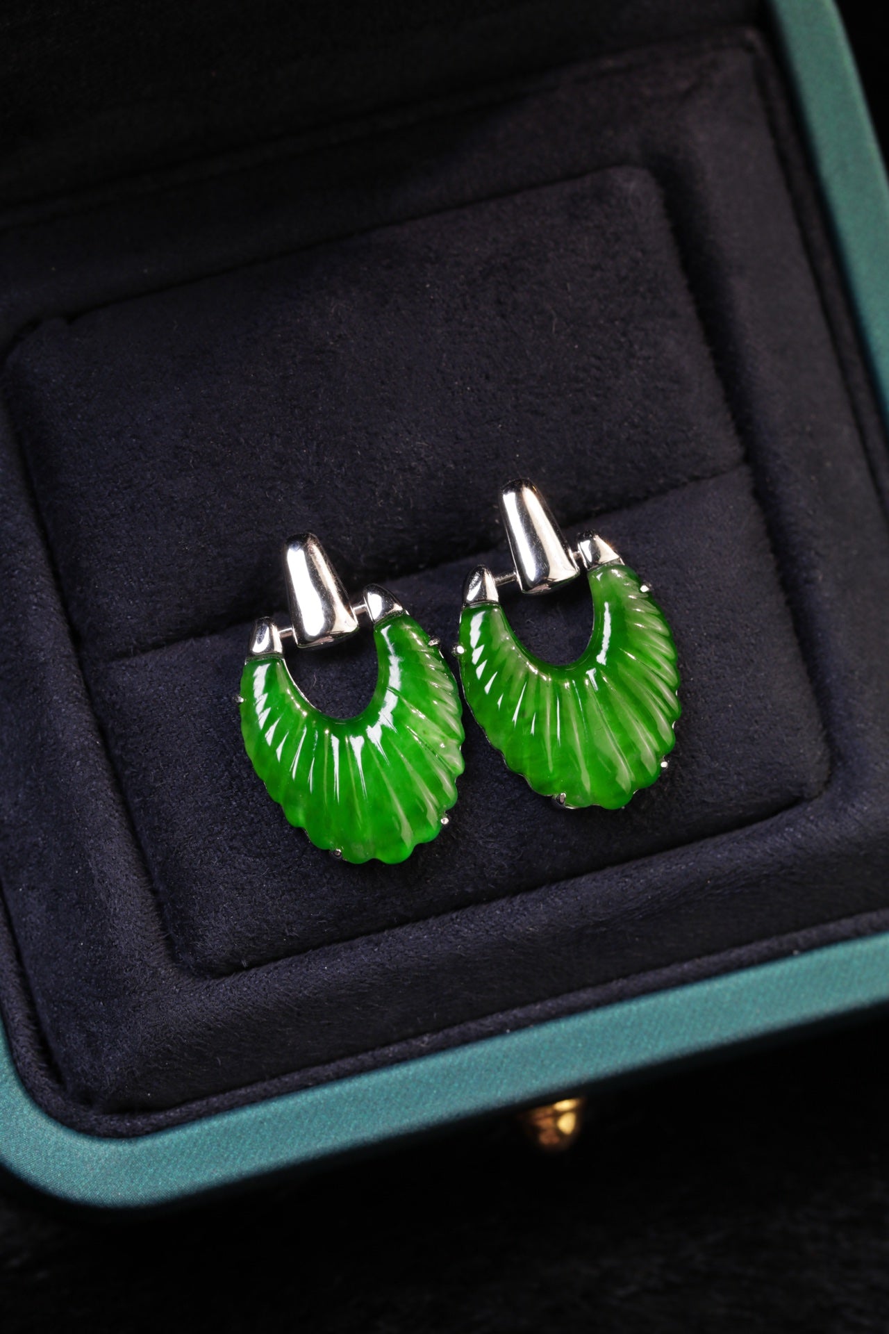 Bird Feather Colorful Dress Earrings S925 Silver Jade