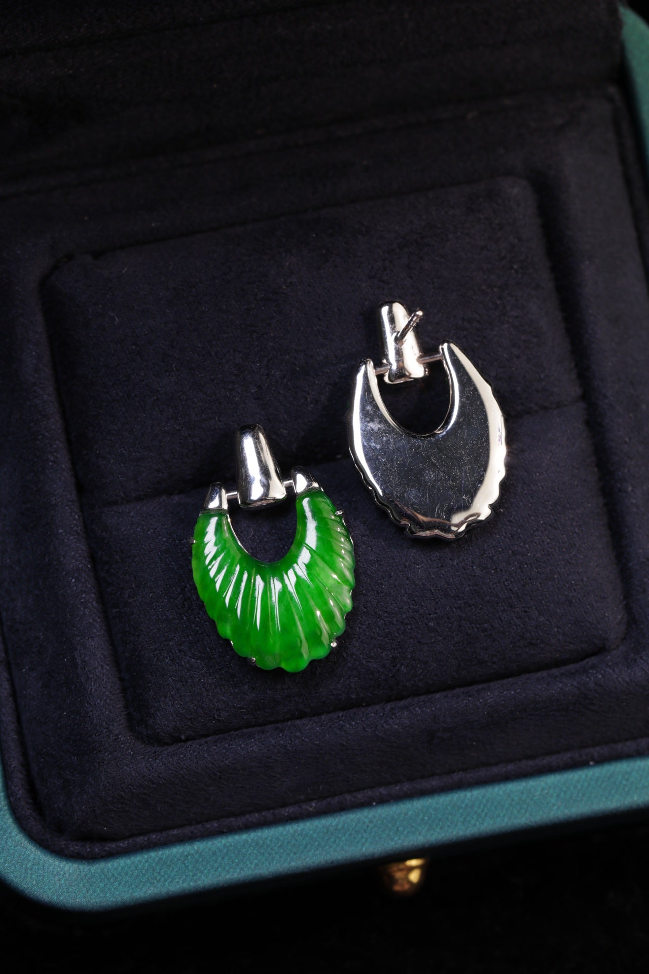 Bird Feather Colorful Dress Earrings S925 Silver Jade