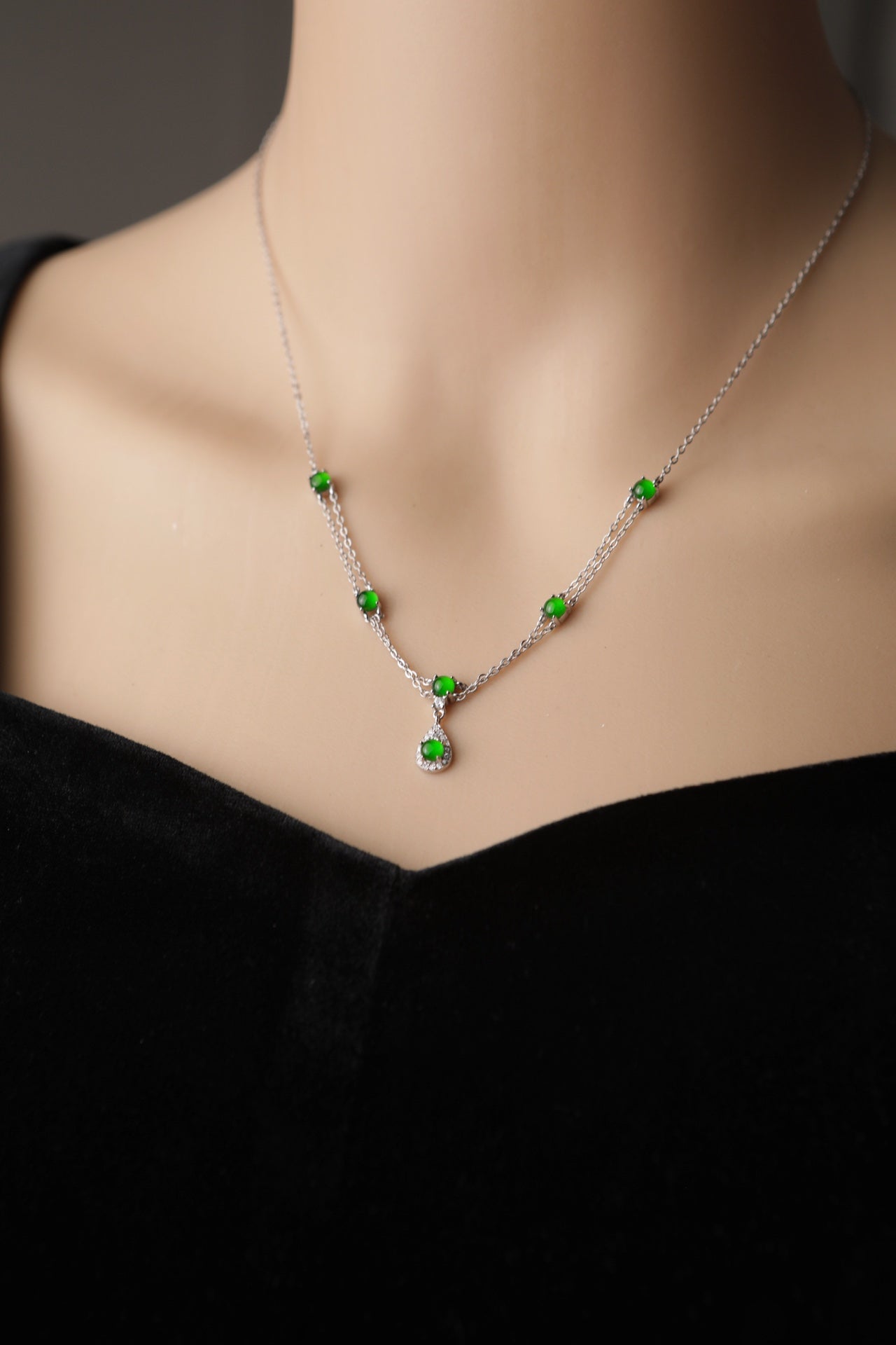 Dreamy streamer necklace S925 Silver Jade