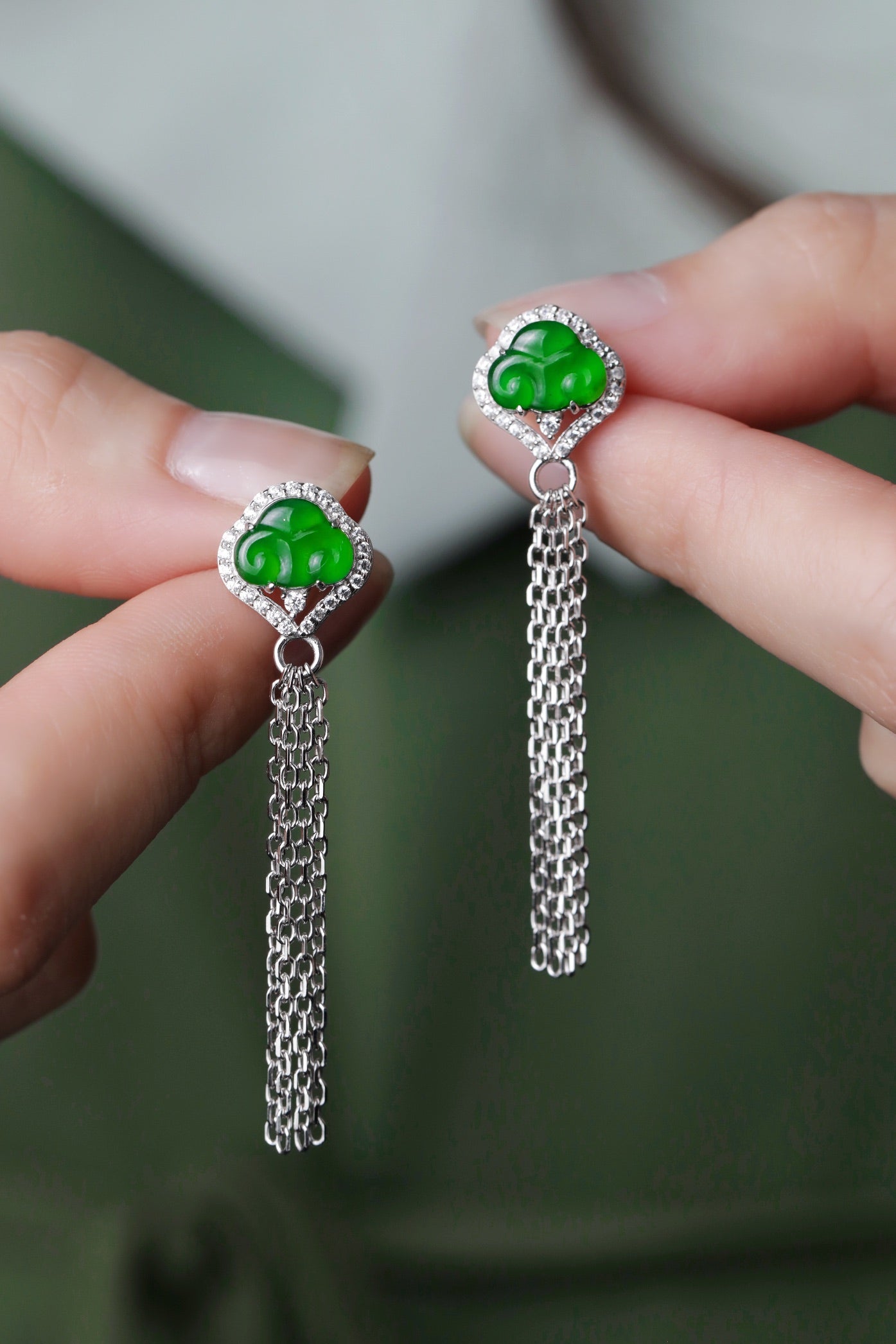 Ruyi Fangfei Earrings S925 Silver Jade