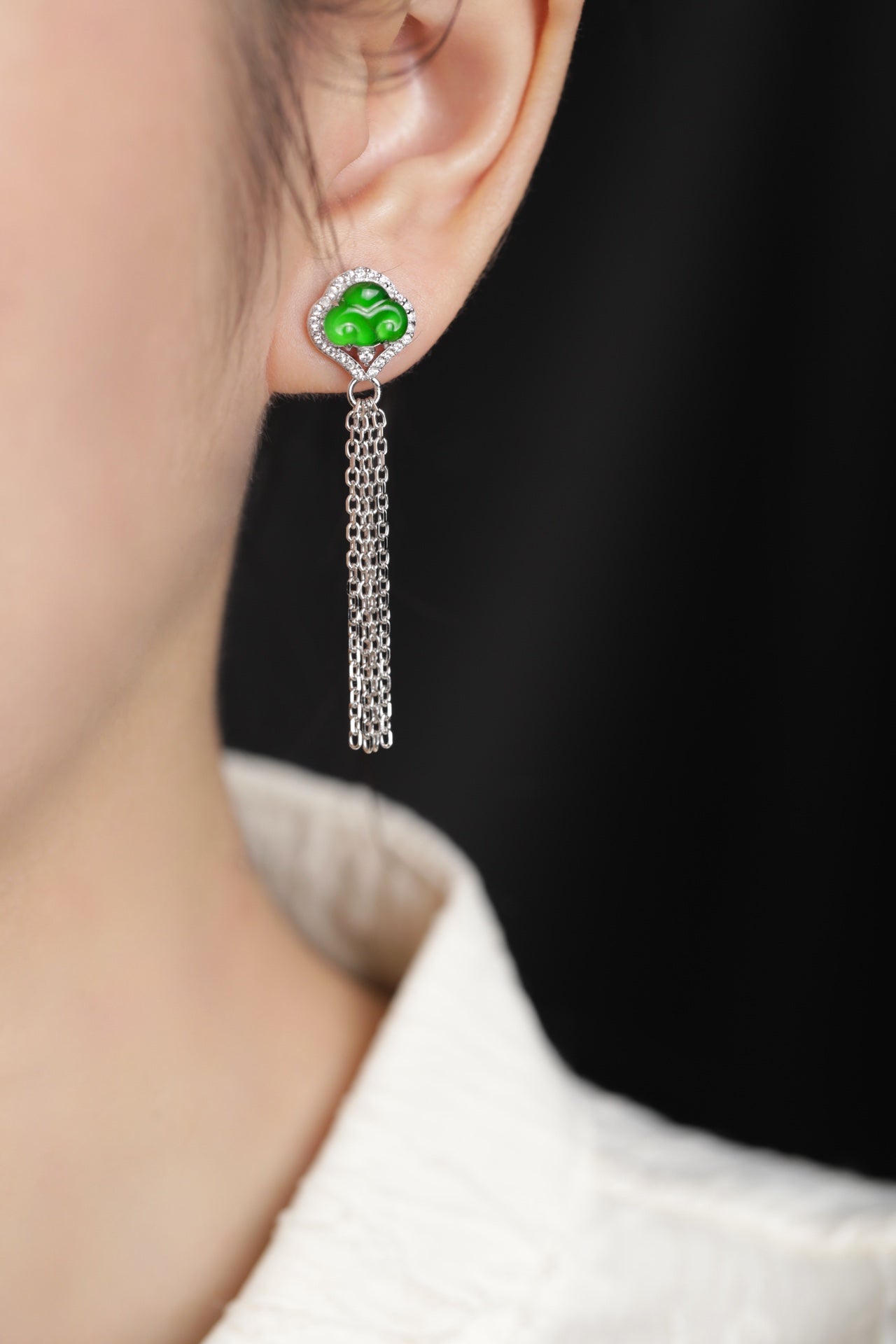 Ruyi Fangfei Earrings S925 Silver Jade