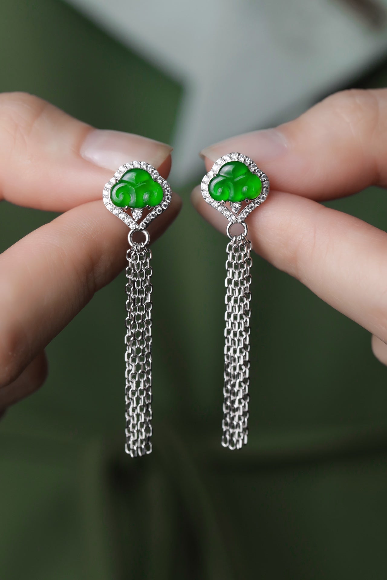 Ruyi Fangfei Earrings S925 Silver Jade