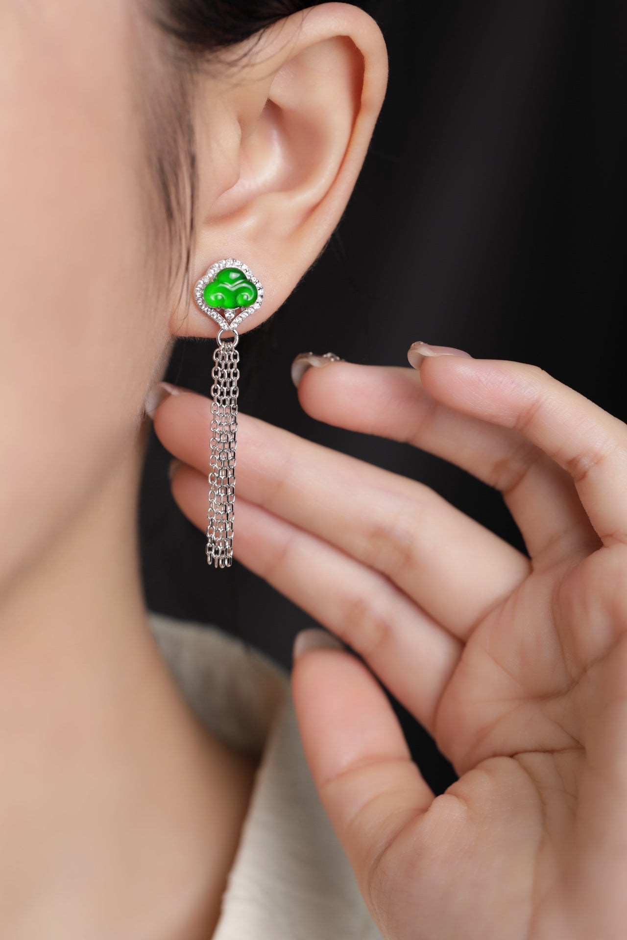 Ruyi Fangfei Earrings S925 Silver Jade