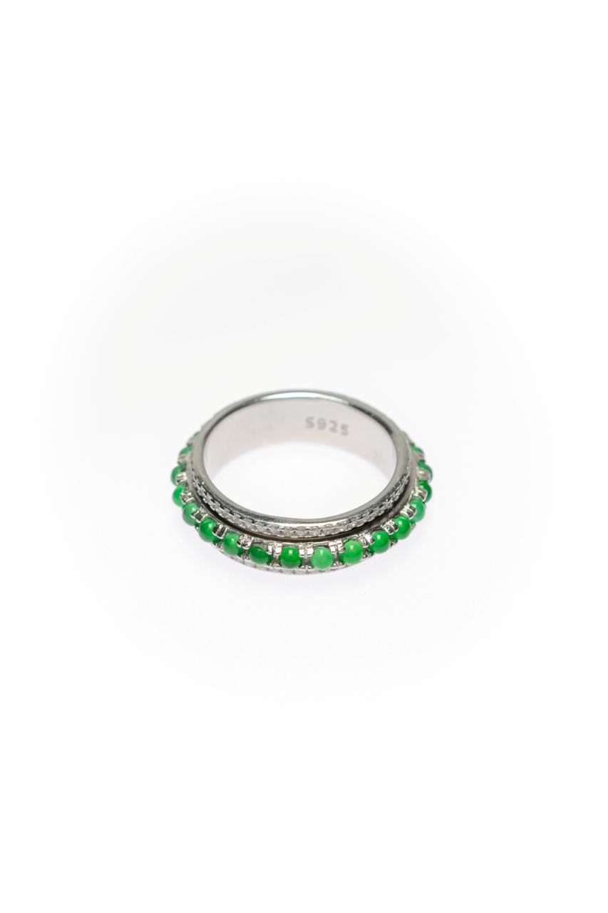 Egg-shaped ring S925 silver jade