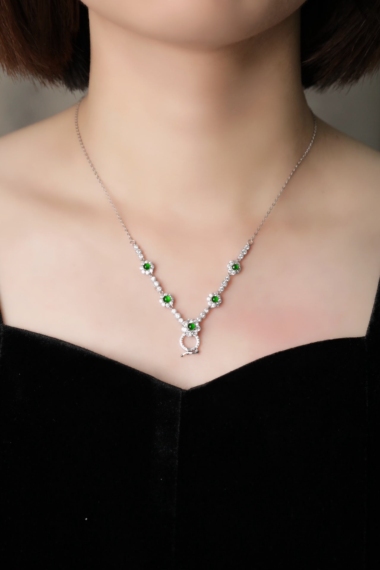 Key of Time Necklace S925 Silver Jade