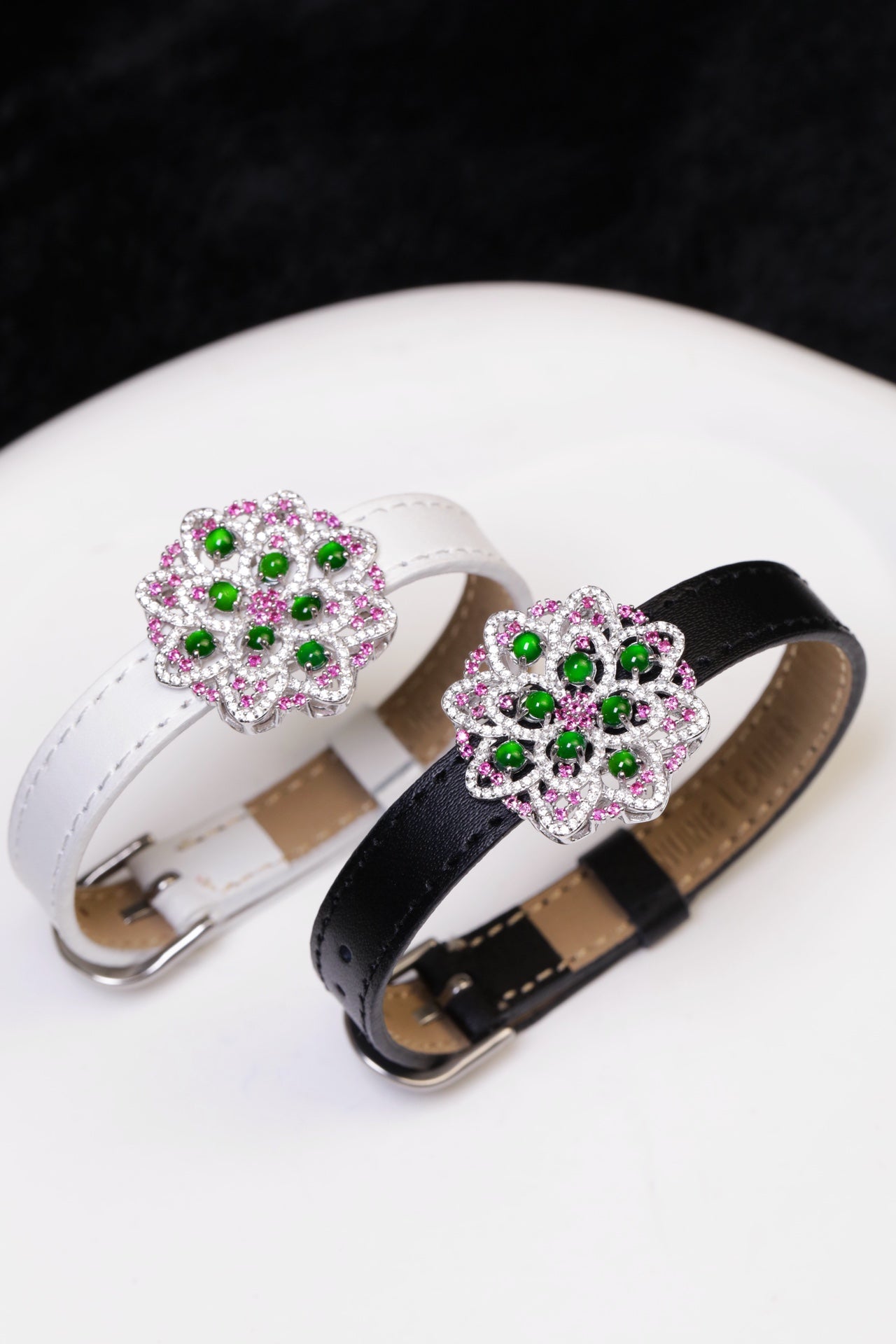 Flower Wristband S925 Silver Jade