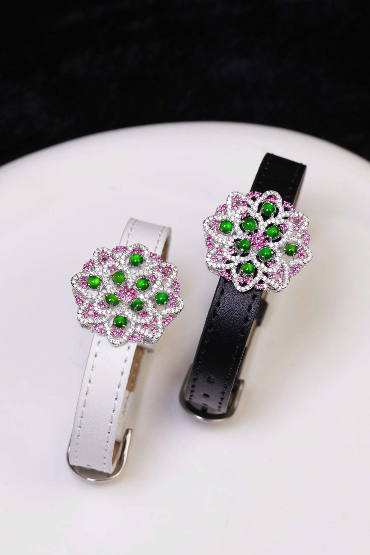 Flower Wristband S925 Silver Jade