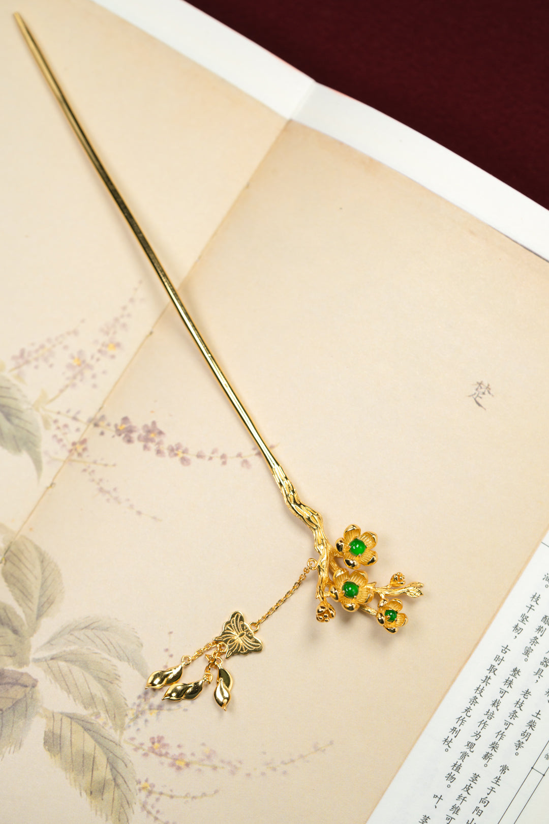 Plum blossom egg-shaped hairpin S925 silver jade