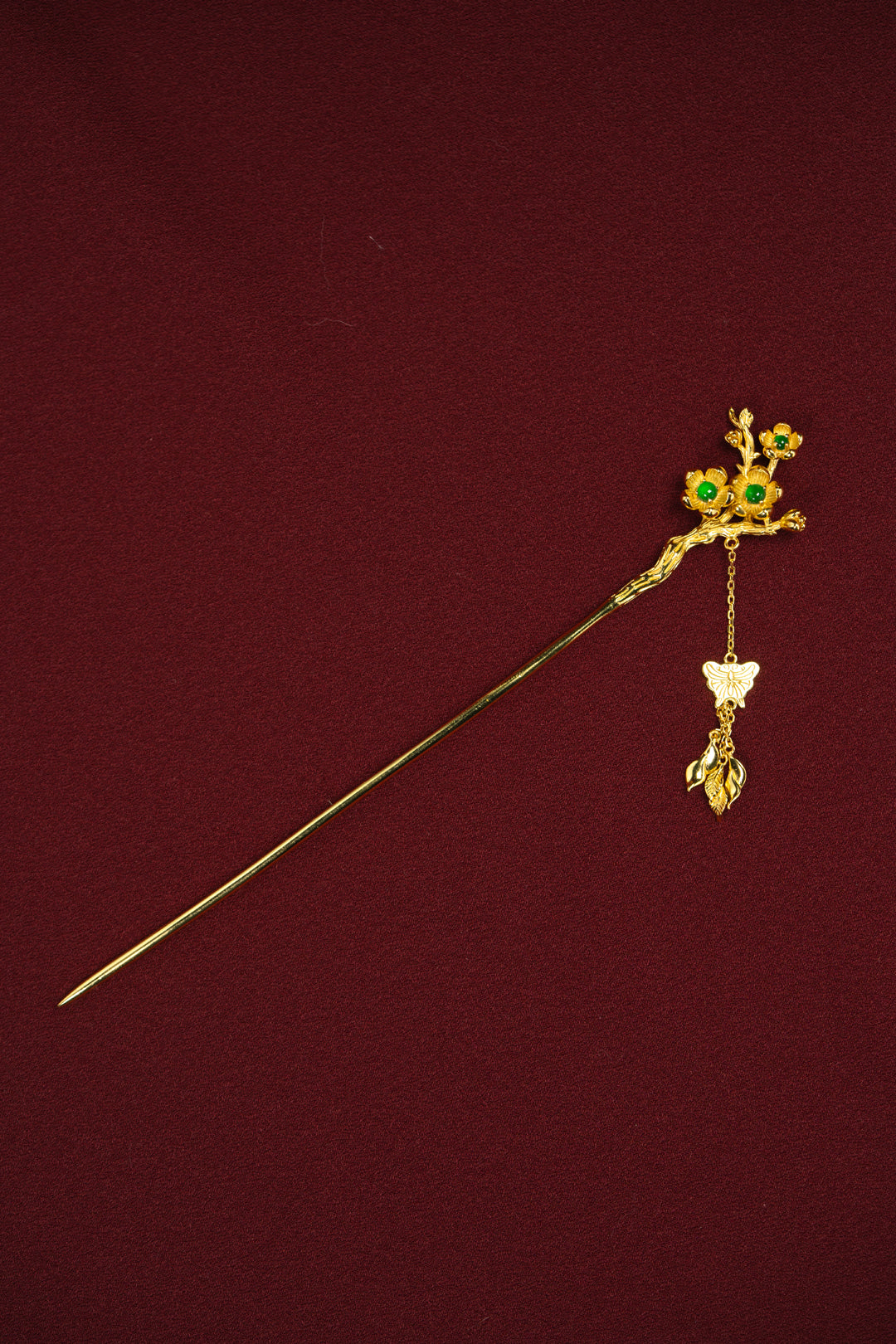 Plum blossom egg-shaped hairpin S925 silver jade