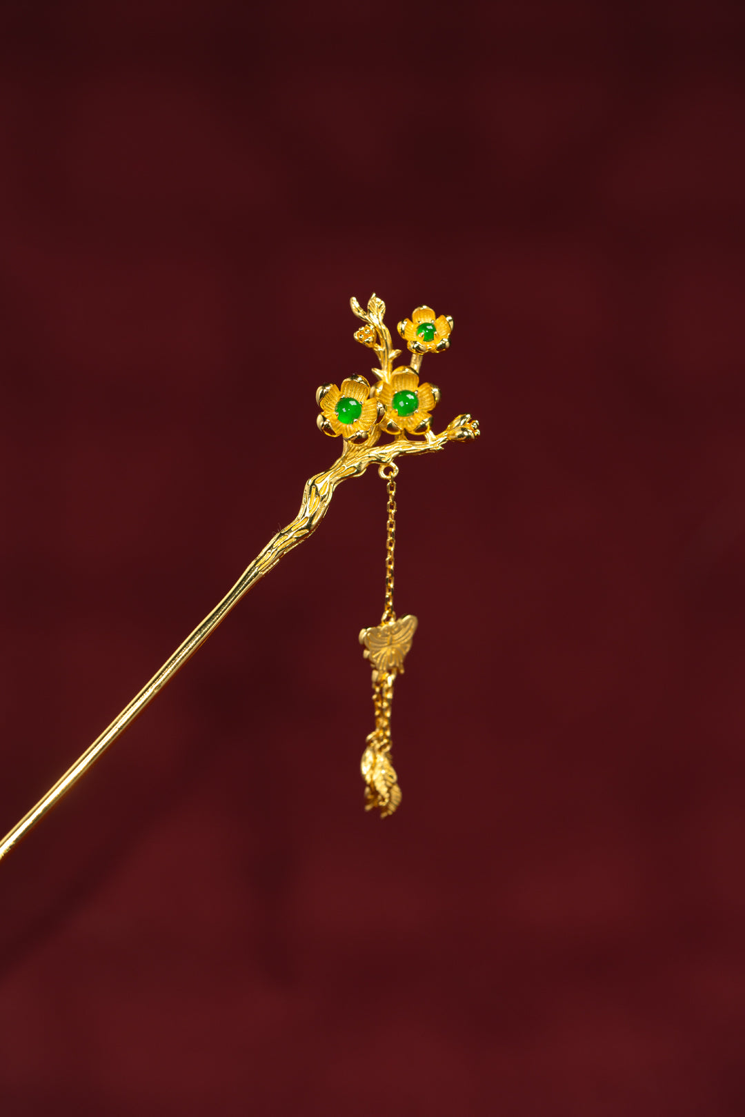 Plum blossom egg-shaped hairpin S925 silver jade