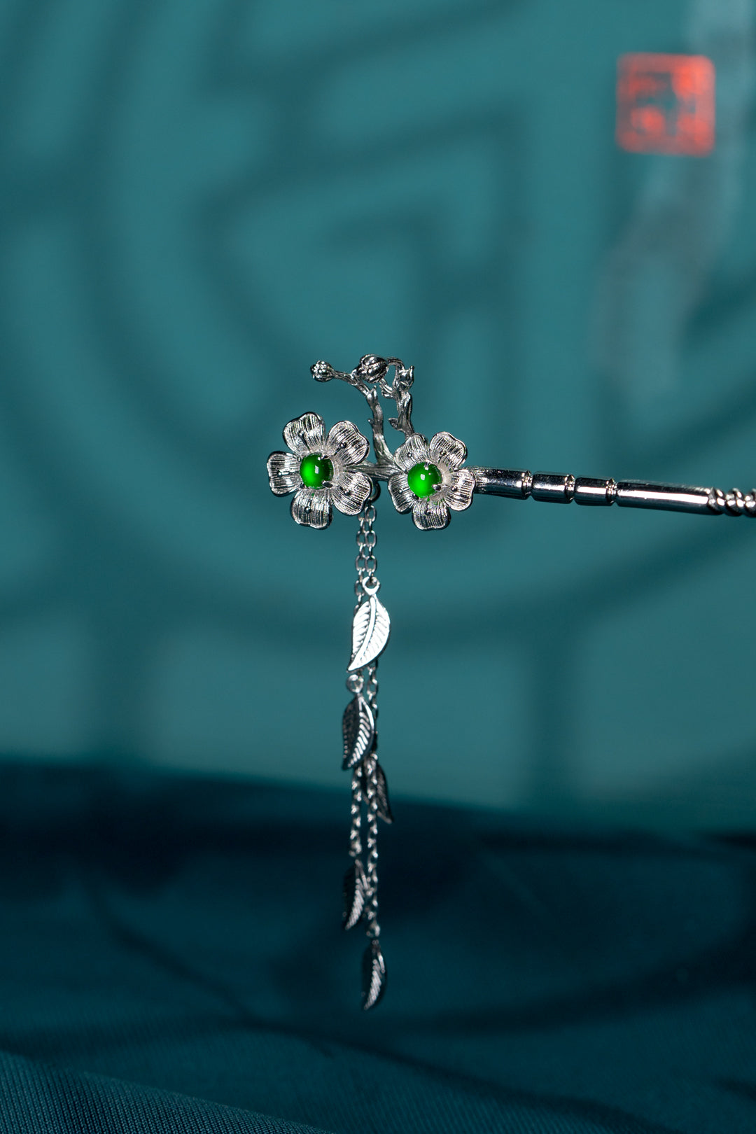 Peach Blossom Egg-Shaped Hairpin S925 Silver Jade