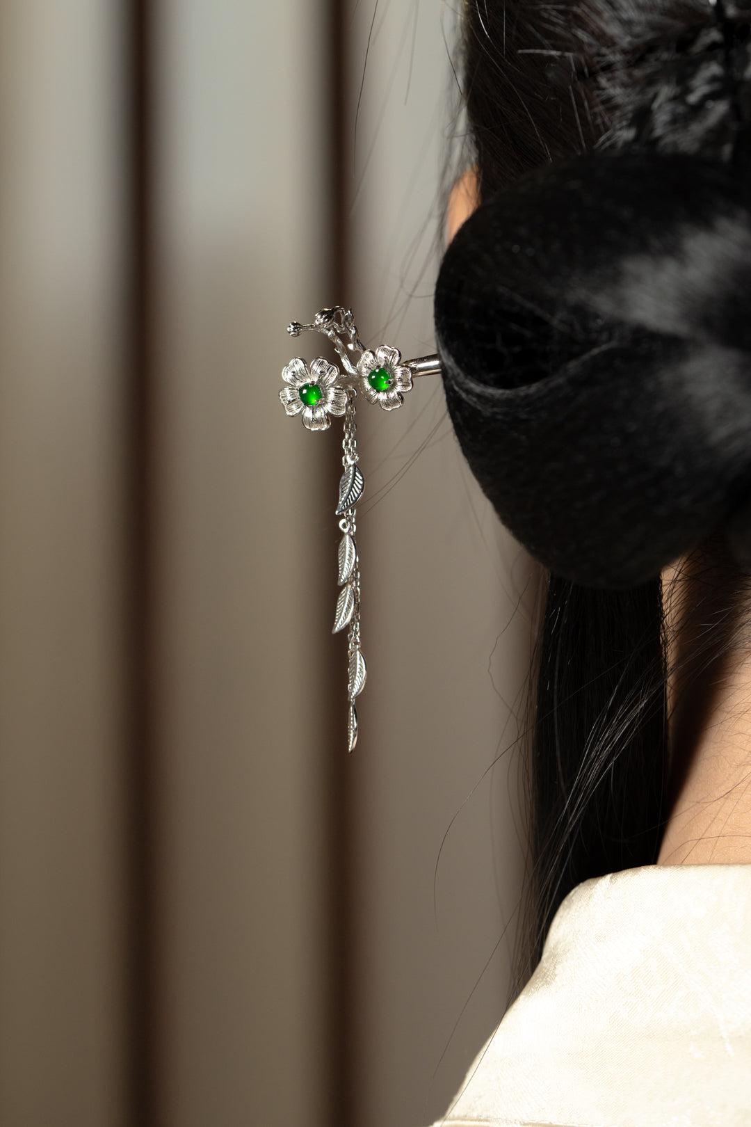 Peach Blossom Egg-Shaped Hairpin S925 Silver Jade