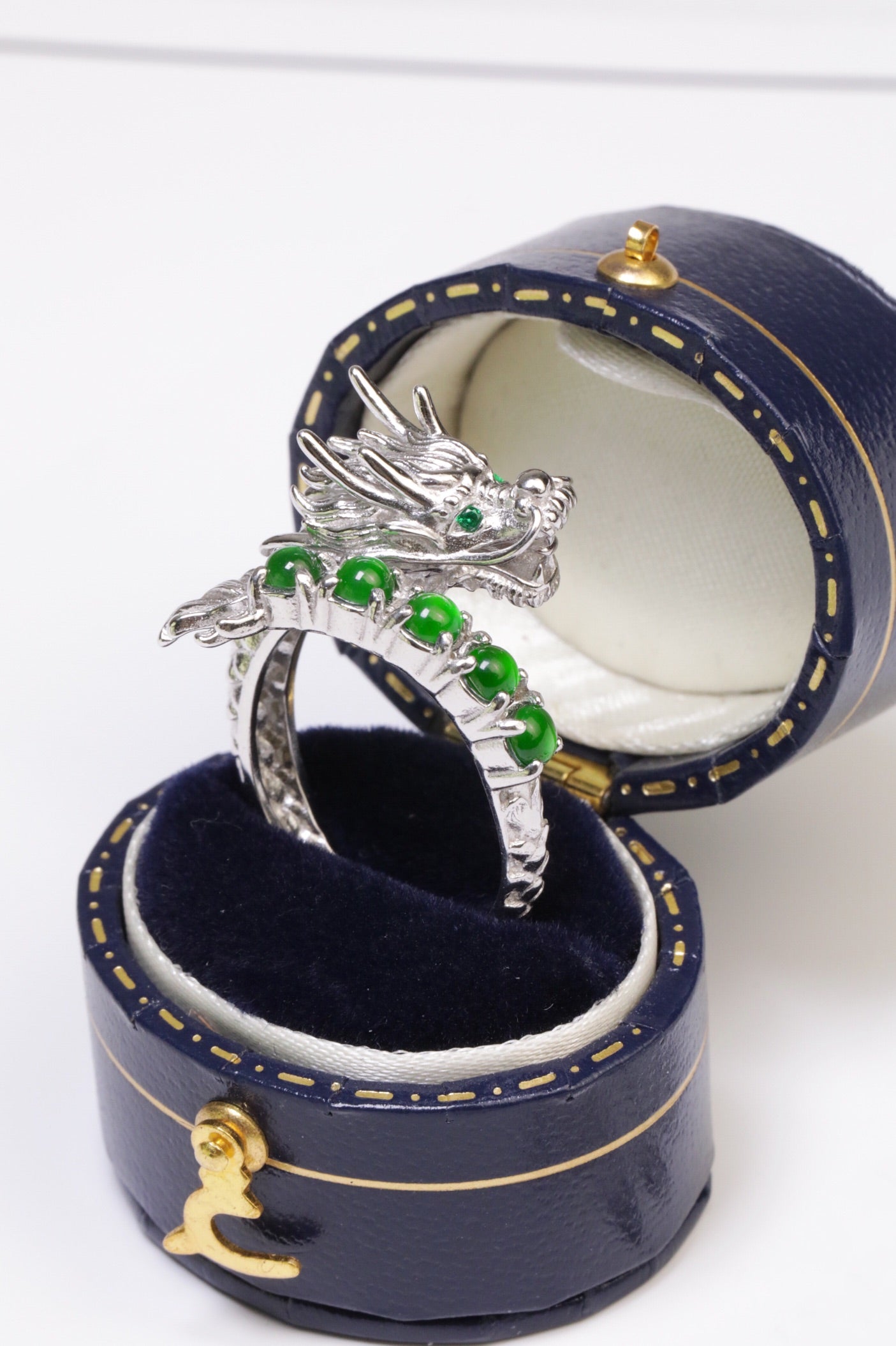 Silver Dragon Ring S925 Silver Jade