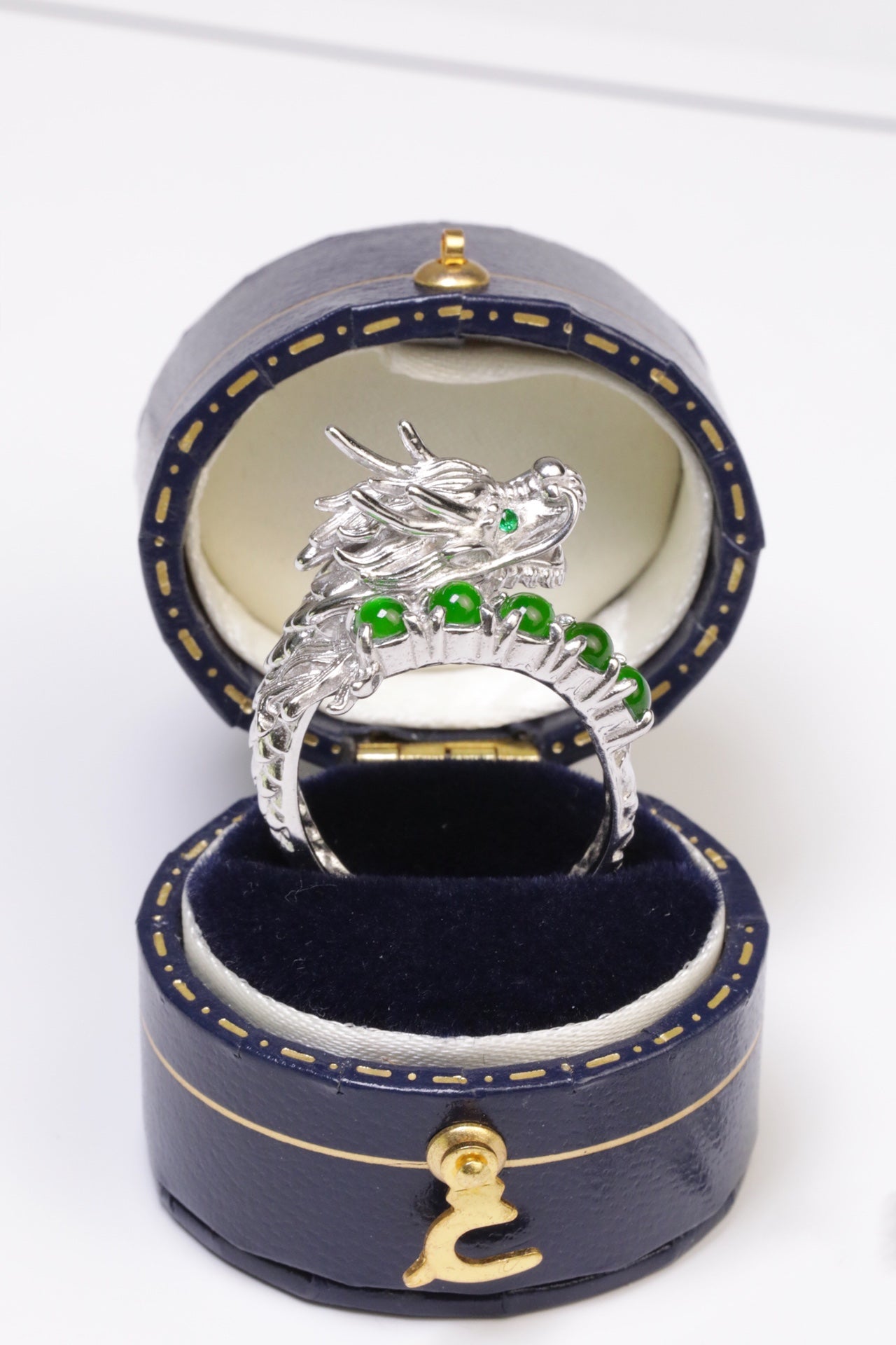 Silver Dragon Ring S925 Silver Jade