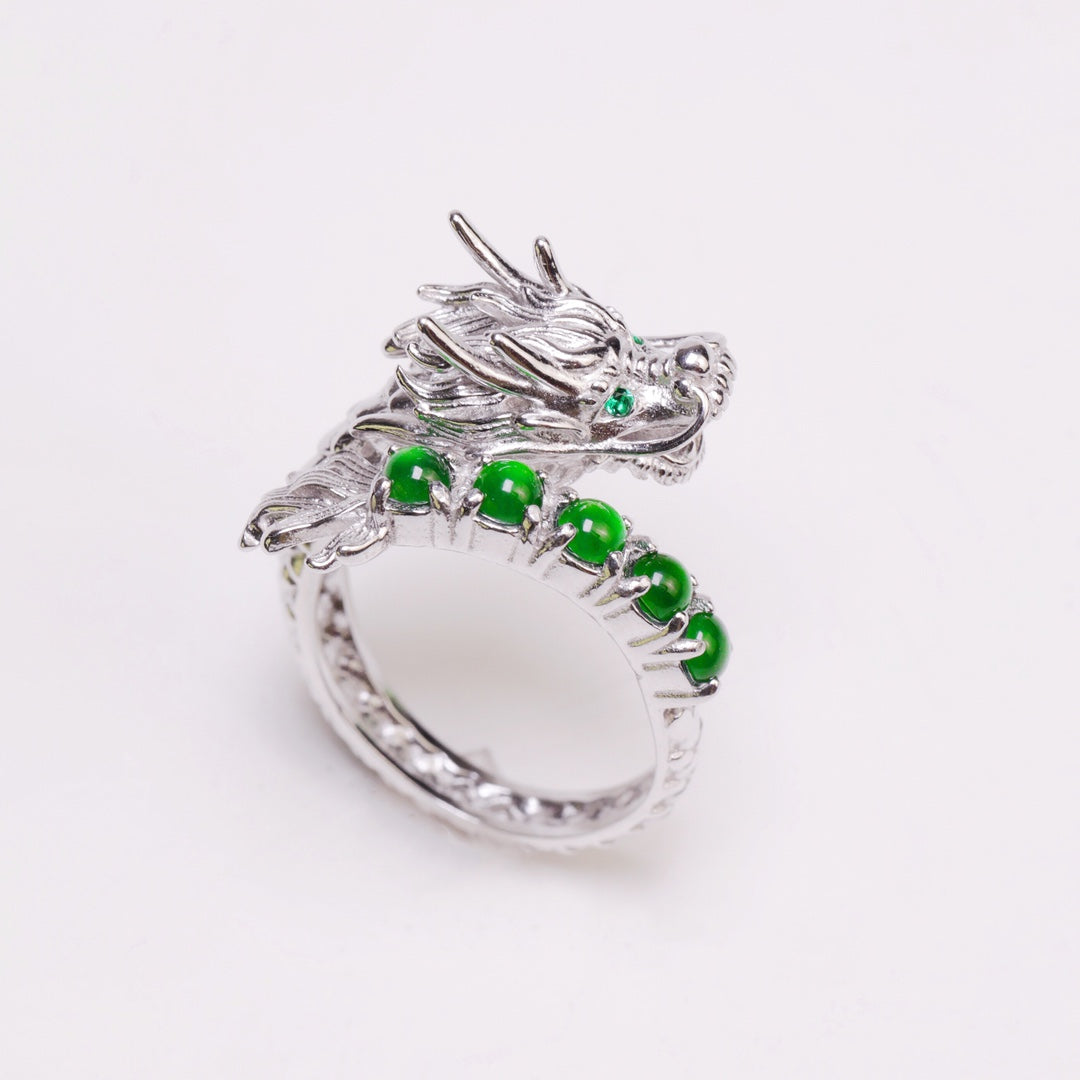 Silver Dragon Ring S925 Silver Jade