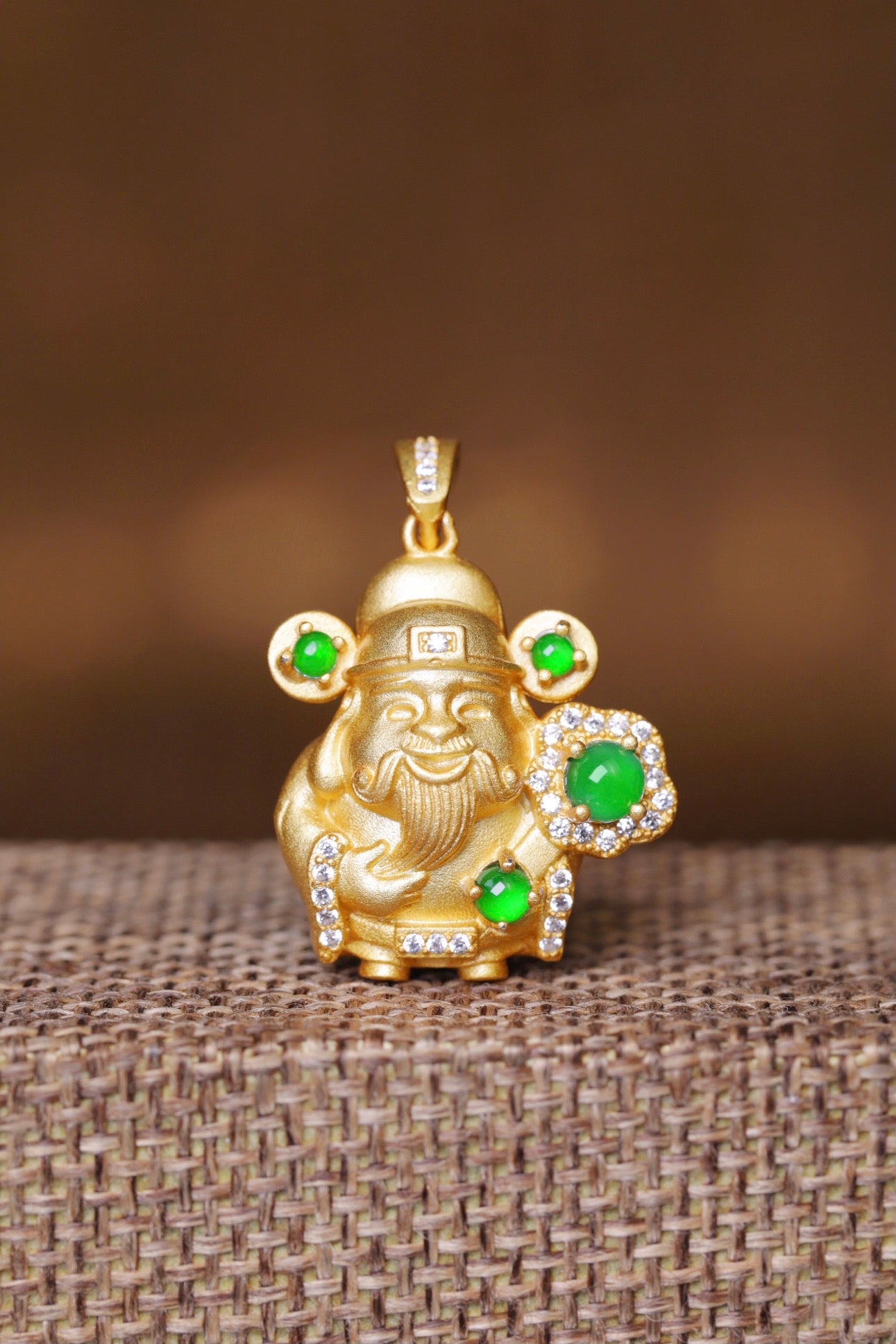 God of Wealth Pendant S925 Silver Jade