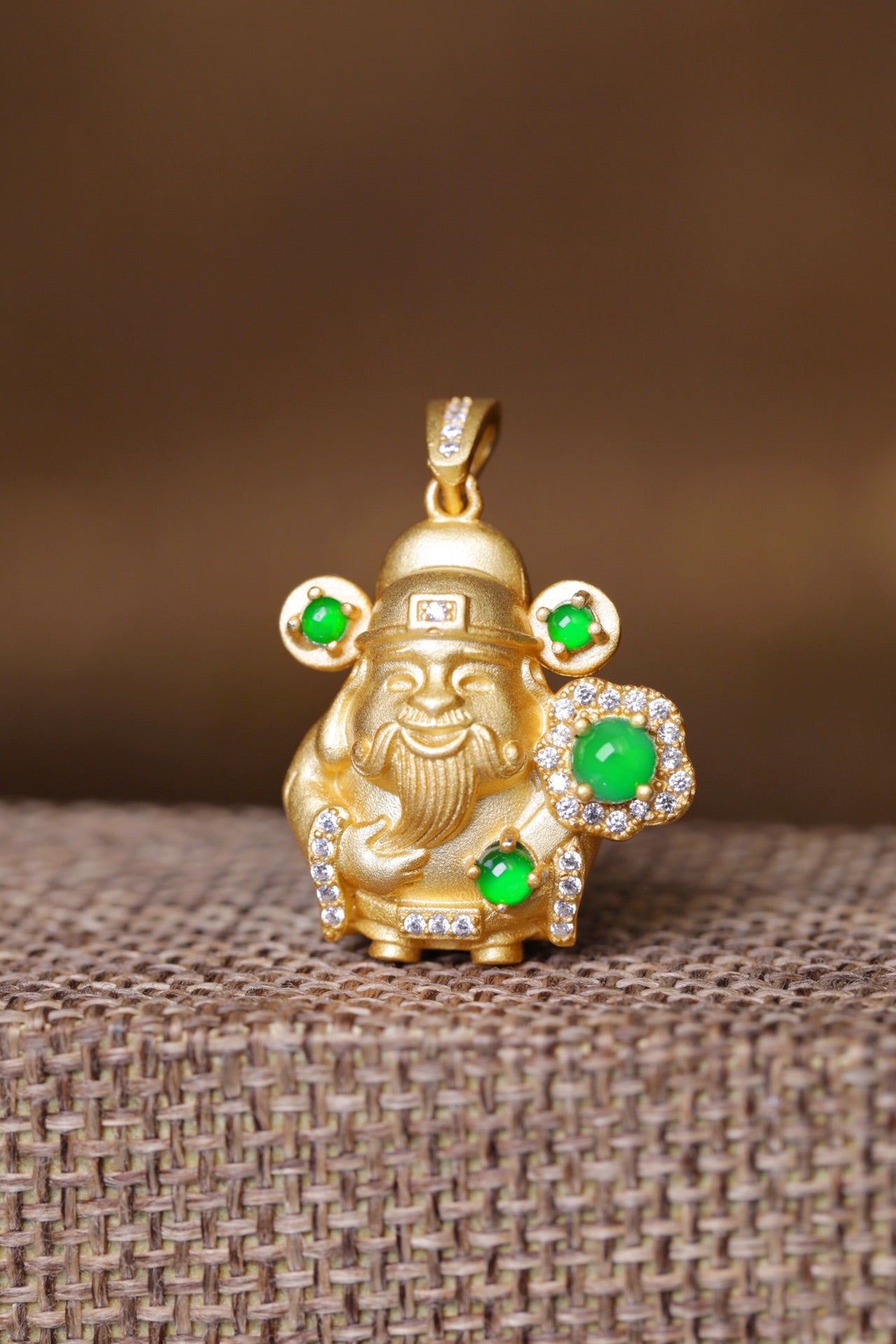 God of Wealth Pendant S925 Silver Jade