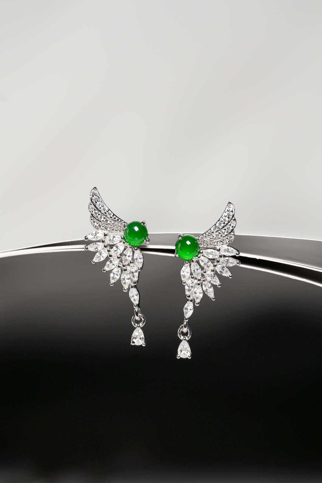 Victorian earrings S925 silver Jade