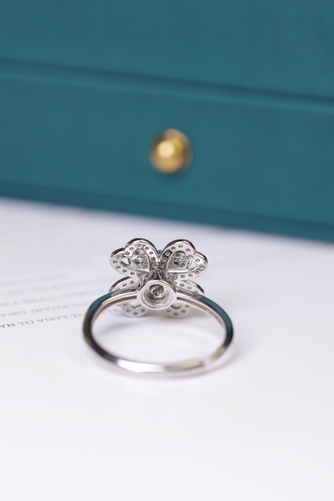 Rotating Flower Ring S925 Silver Jade