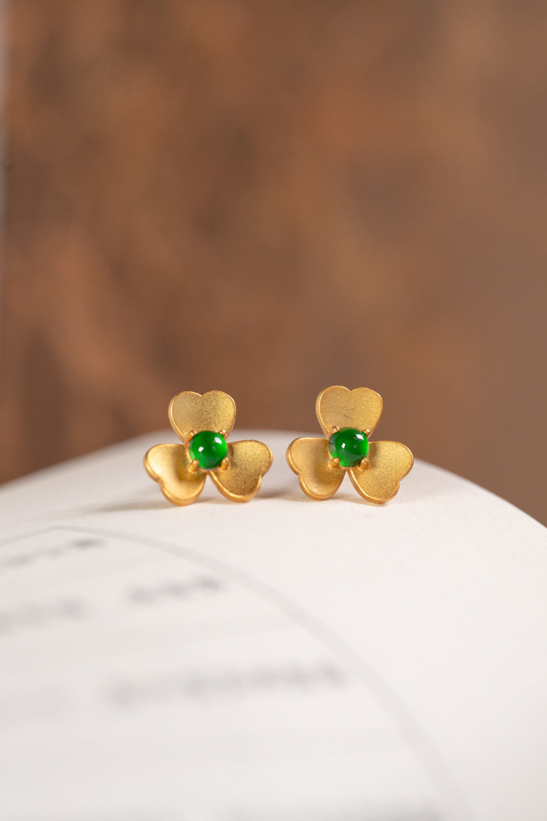 Romantic Gold Earrings S925 silver Jade