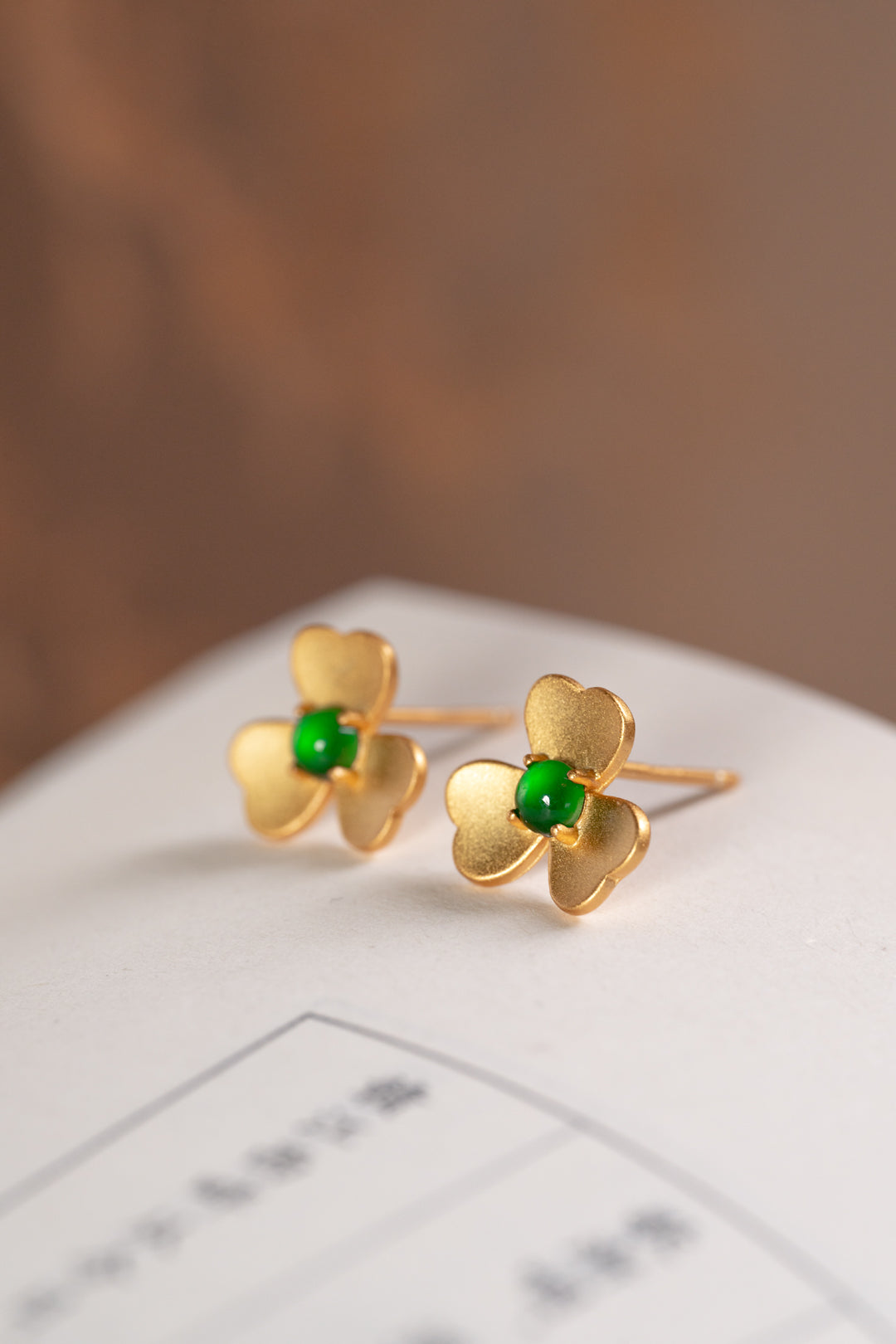 Romantic Gold Earrings S925 silver Jade