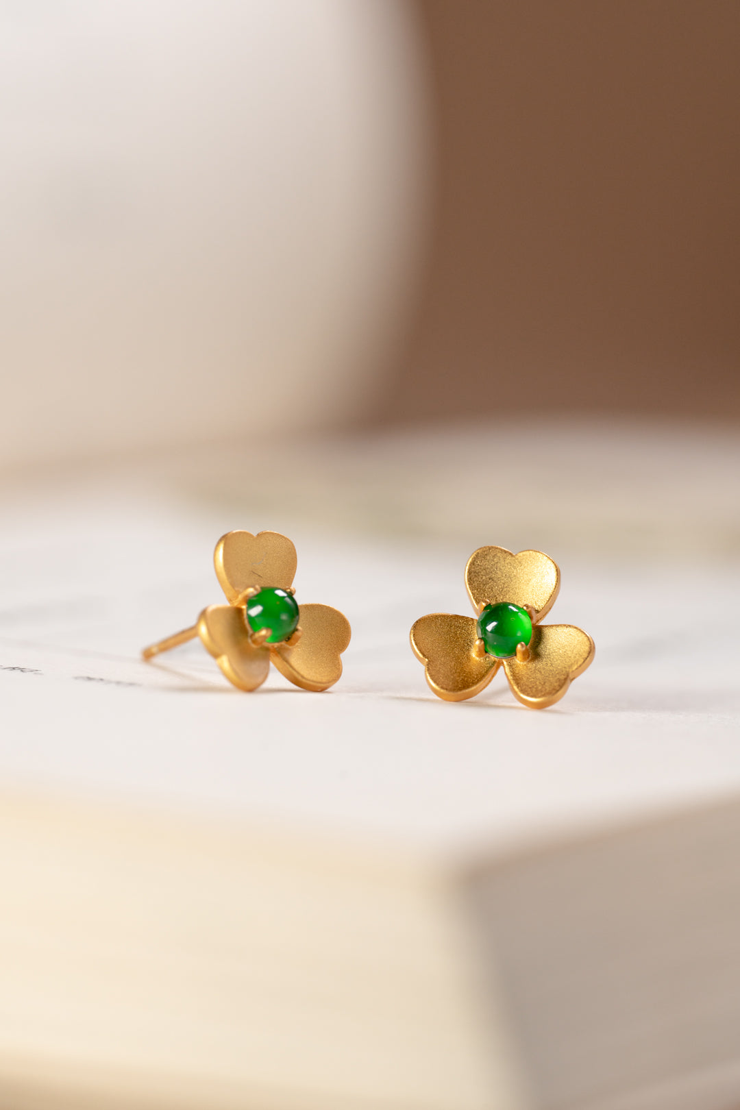 Romantic Gold Earrings S925 silver Jade