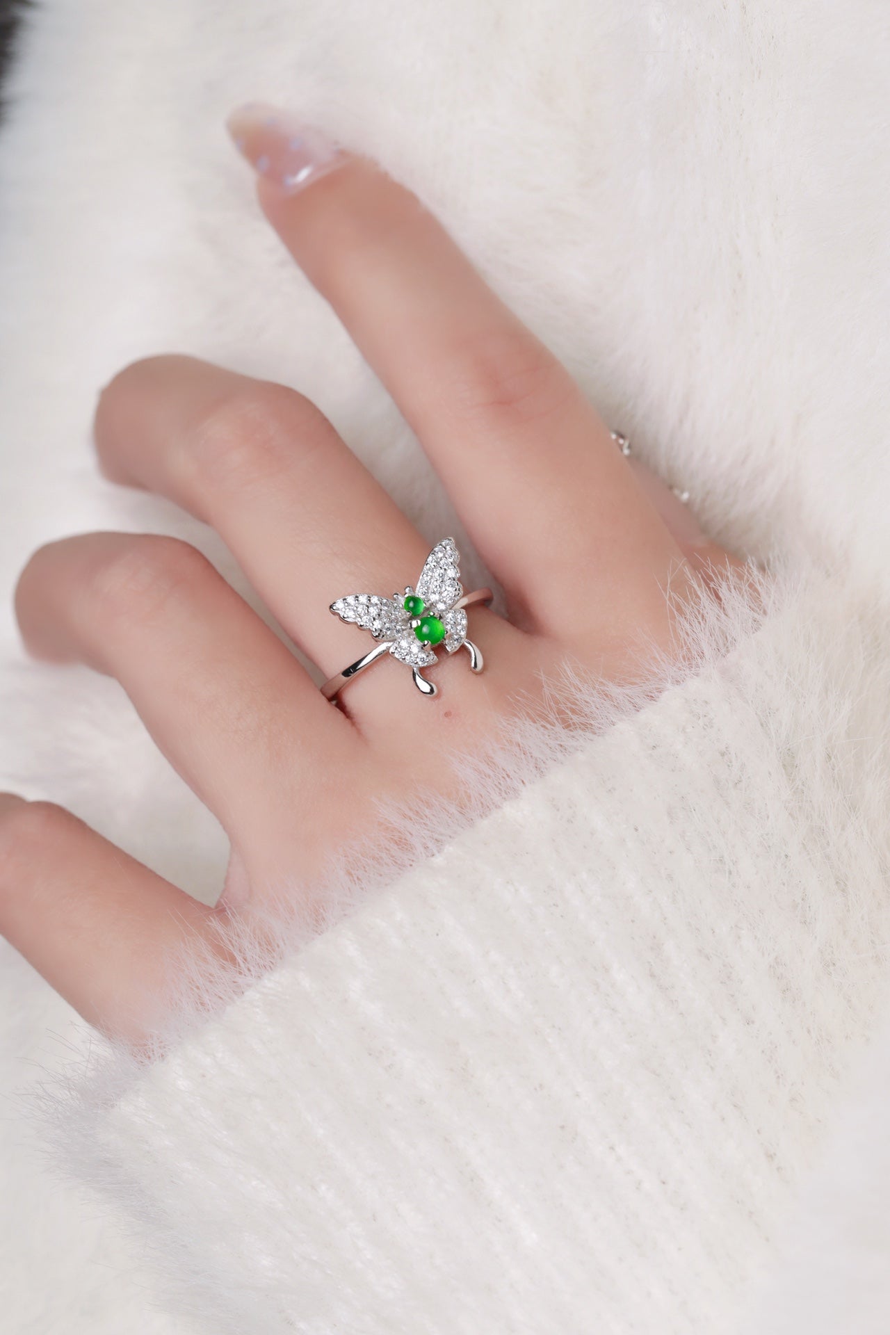 Butterfly Ring S925 Silver Jade